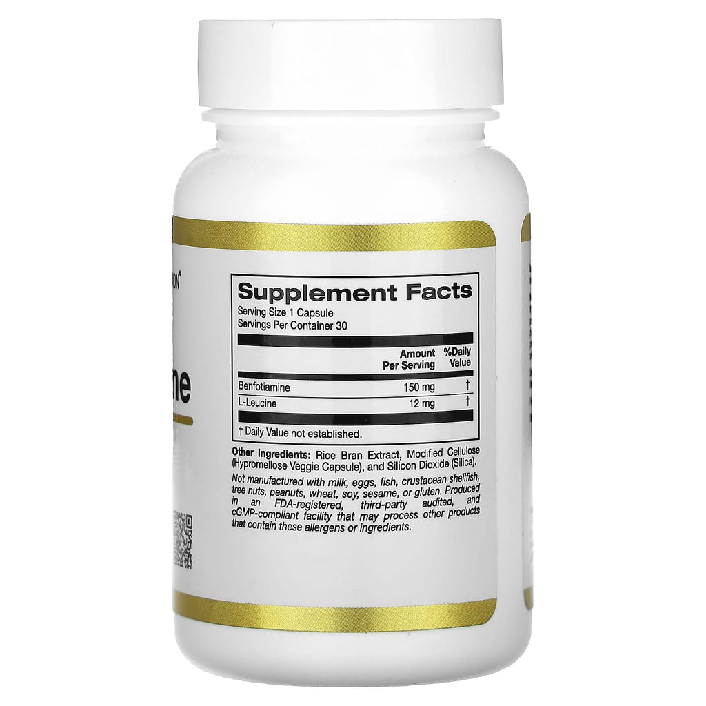 California Gold Nutrition, Benfotiamine with L-Leucine, 150 mg, 30 Veggie Capsules