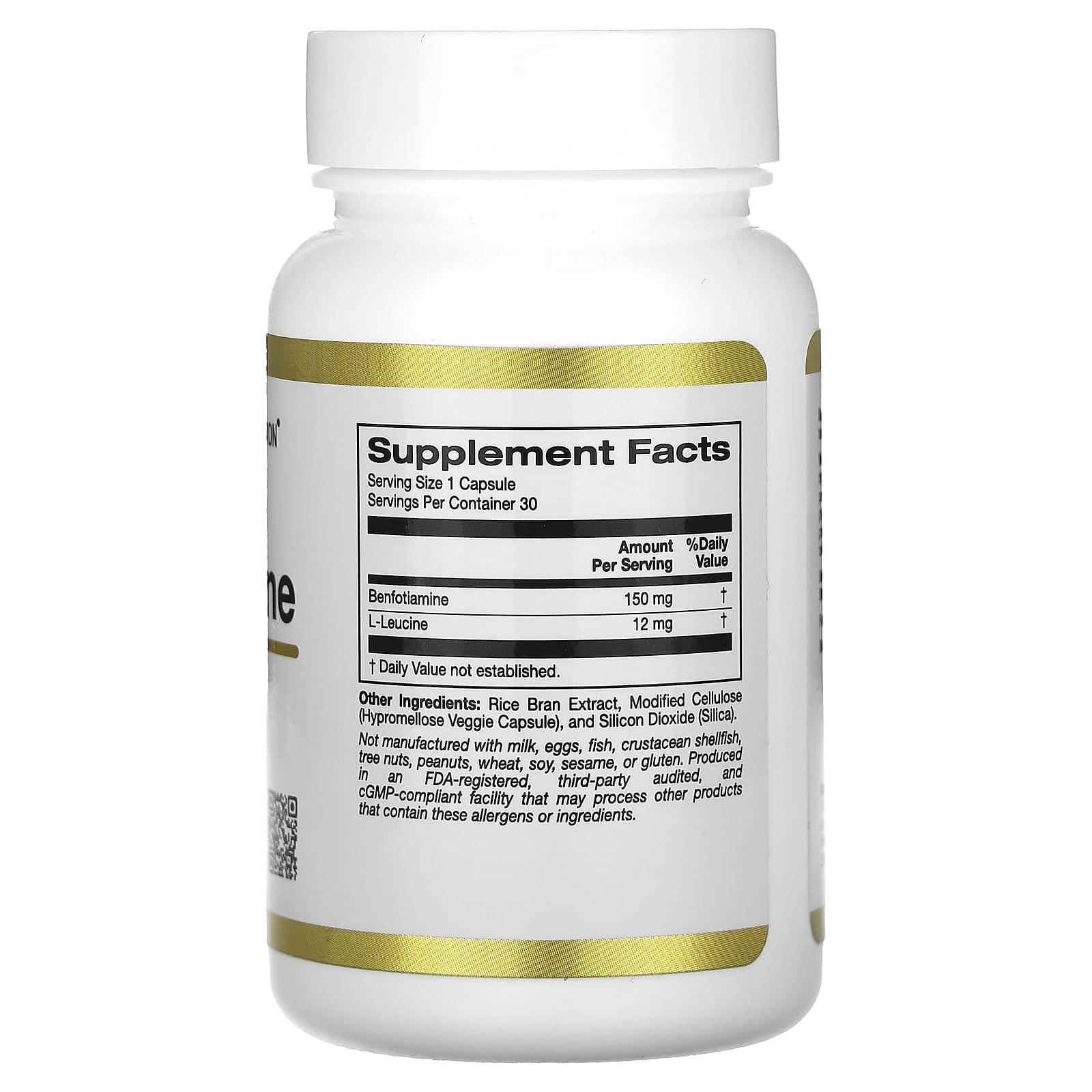 California Gold Nutrition, Benfotiamine with L-Leucine, 150 mg, 30 Veggie Capsules
