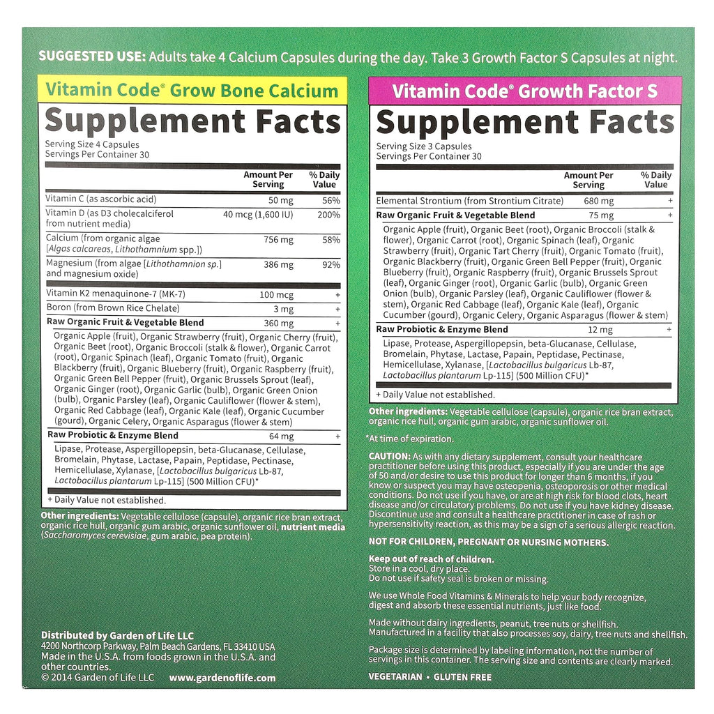 Garden of Life, Vitamin Code, Grow Bone System, 2 Bottles