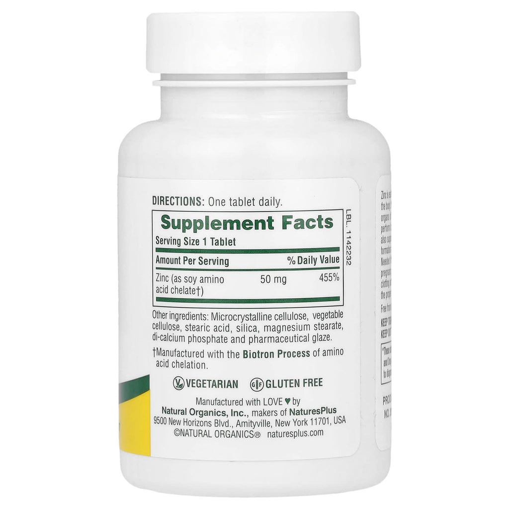 NaturesPlus, Zinc, 50 mg, 90 Tablets