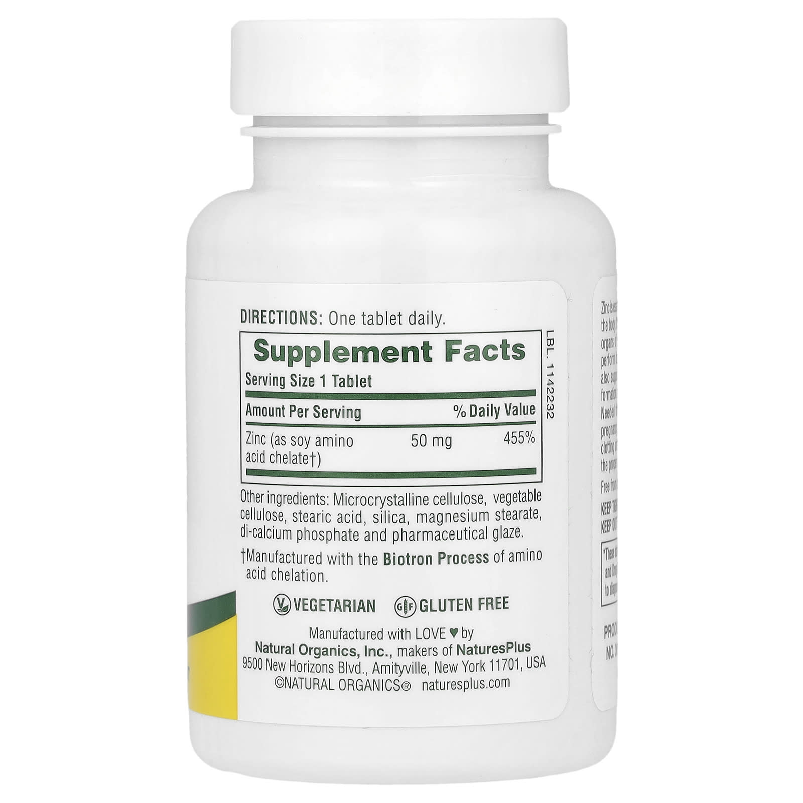 NaturesPlus, Zinc, 50 mg, 90 Tablets