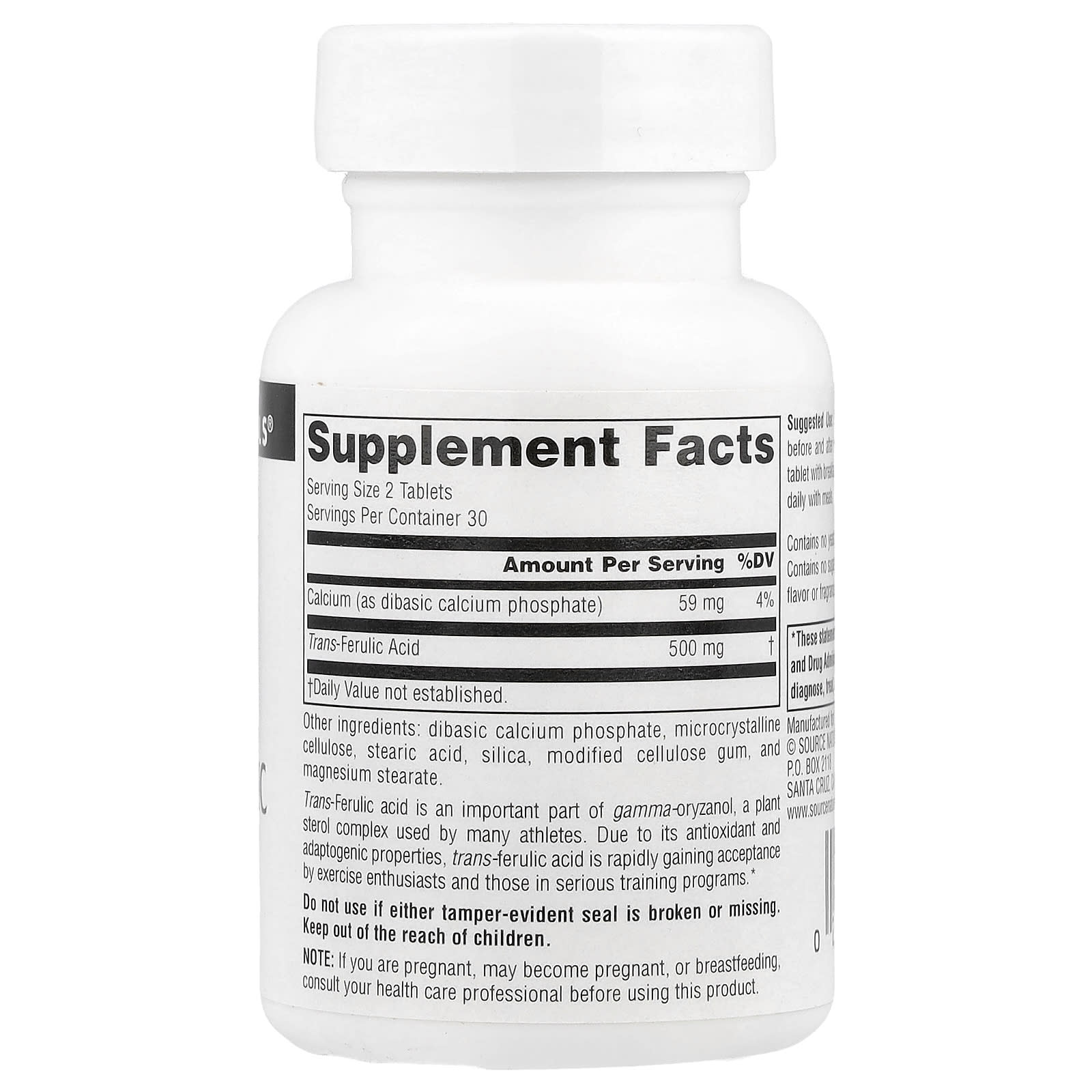 Source Naturals, Athletic Series, Trans-Ferulic Acid, 60 Tablets