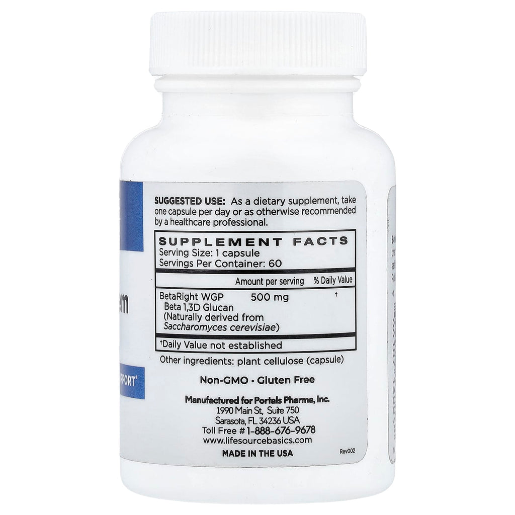 Life Source Basics (WGP Beta Glucan), Immune System Activator, 500 mg, 60 Capsules