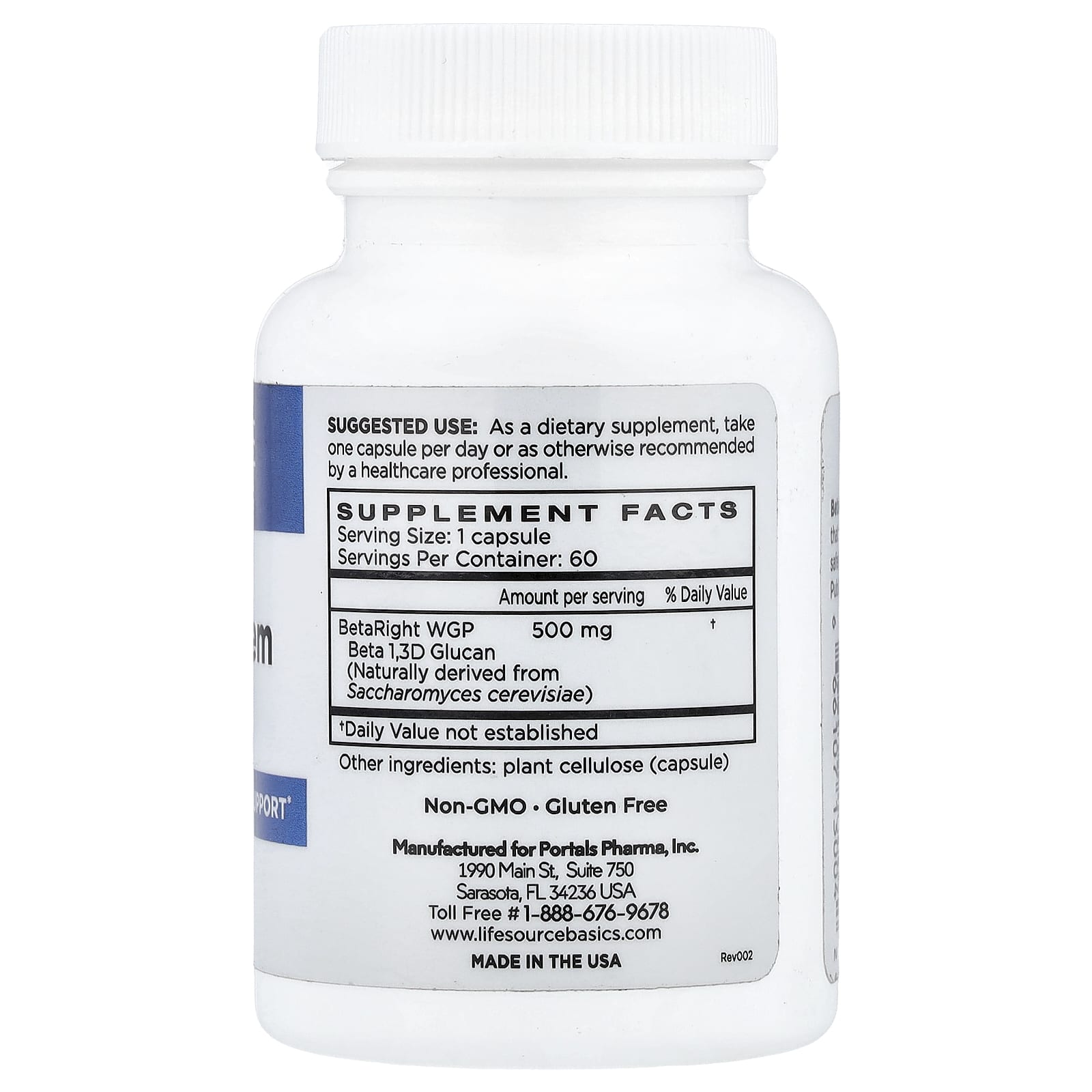 Life Source Basics (WGP Beta Glucan), Immune System Activator, 500 mg, 60 Capsules