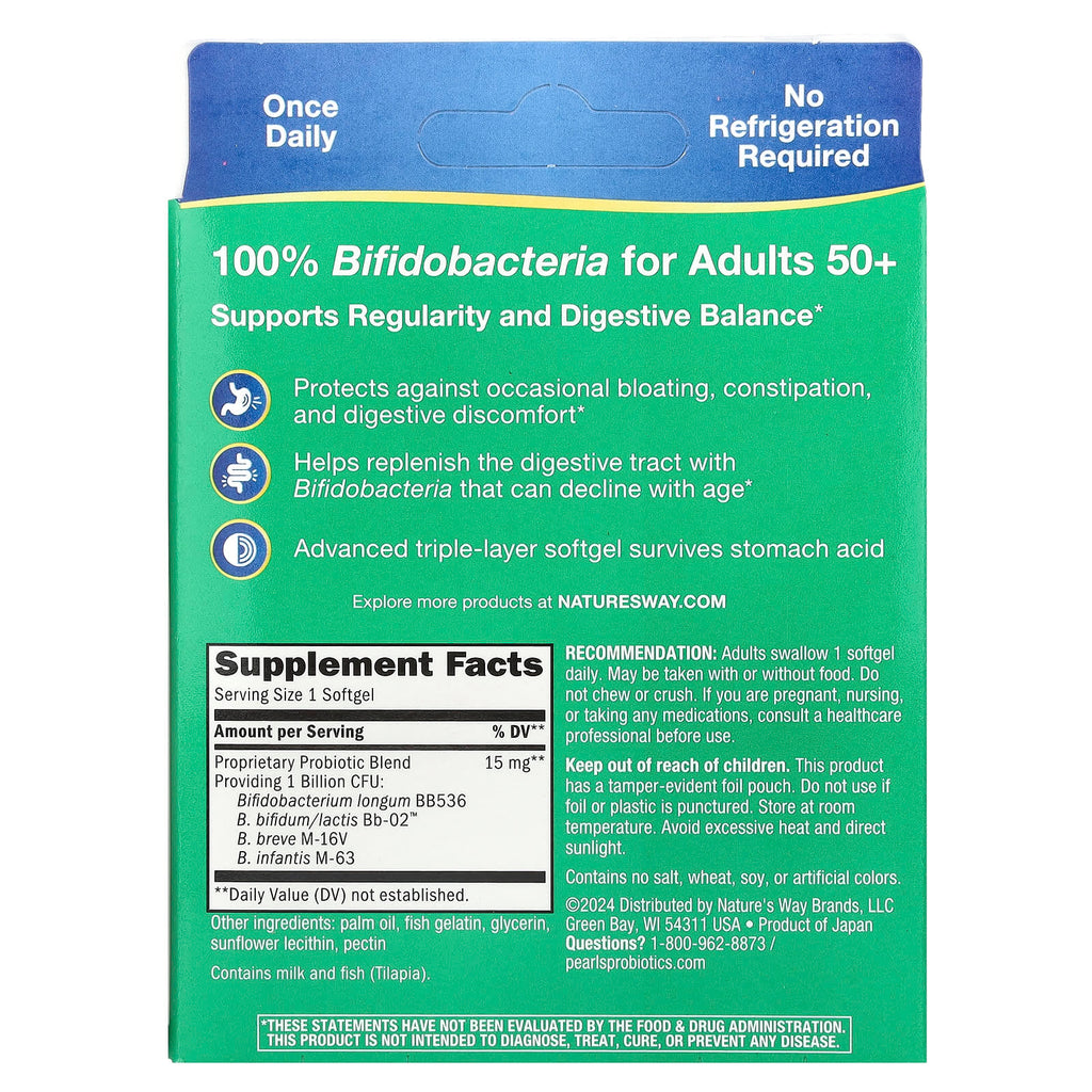 Nature's Way, Adult 50+ Probiotic Pearls , 1 Billion CFU, 30 Softgels