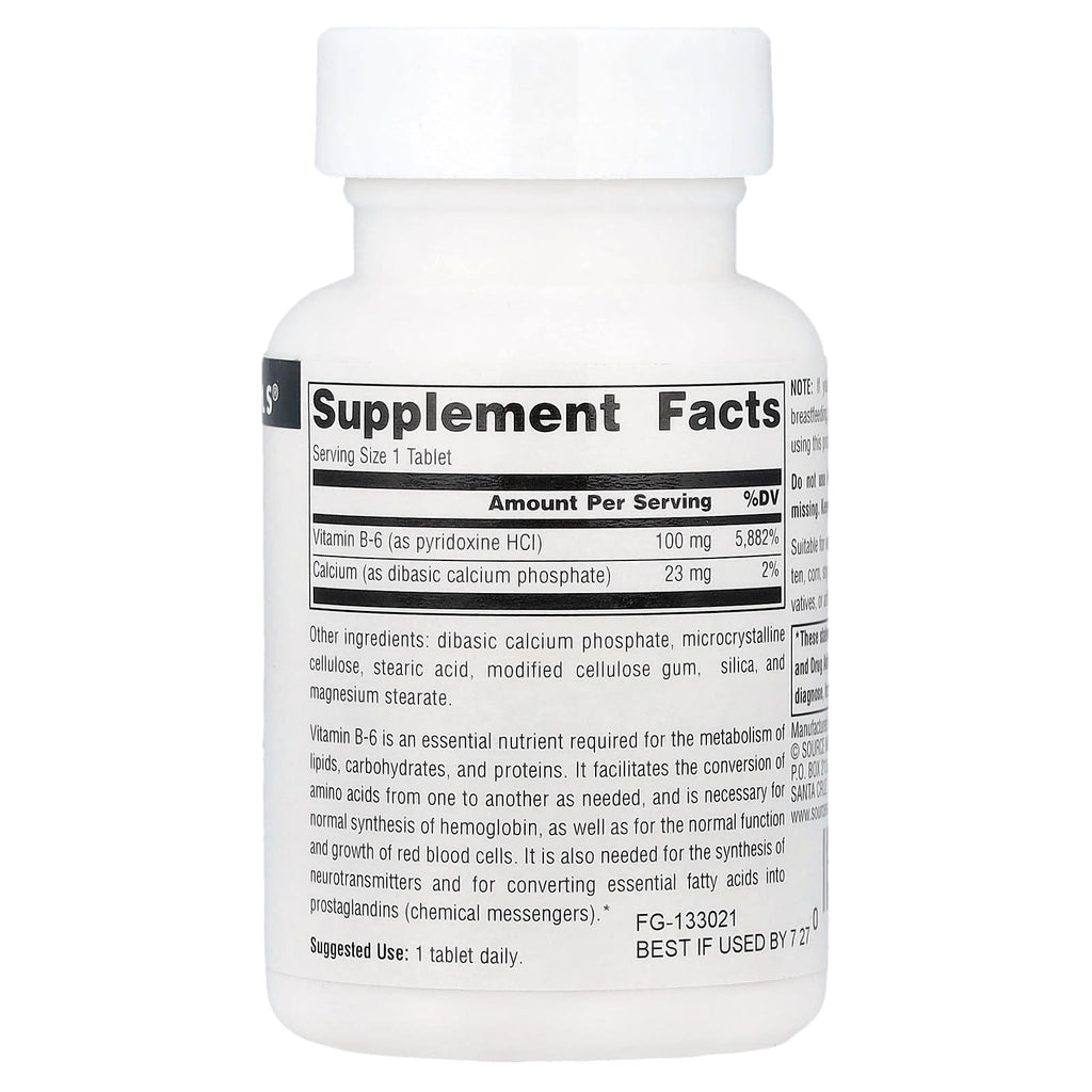 Source Naturals, B-6, 100 Tablets