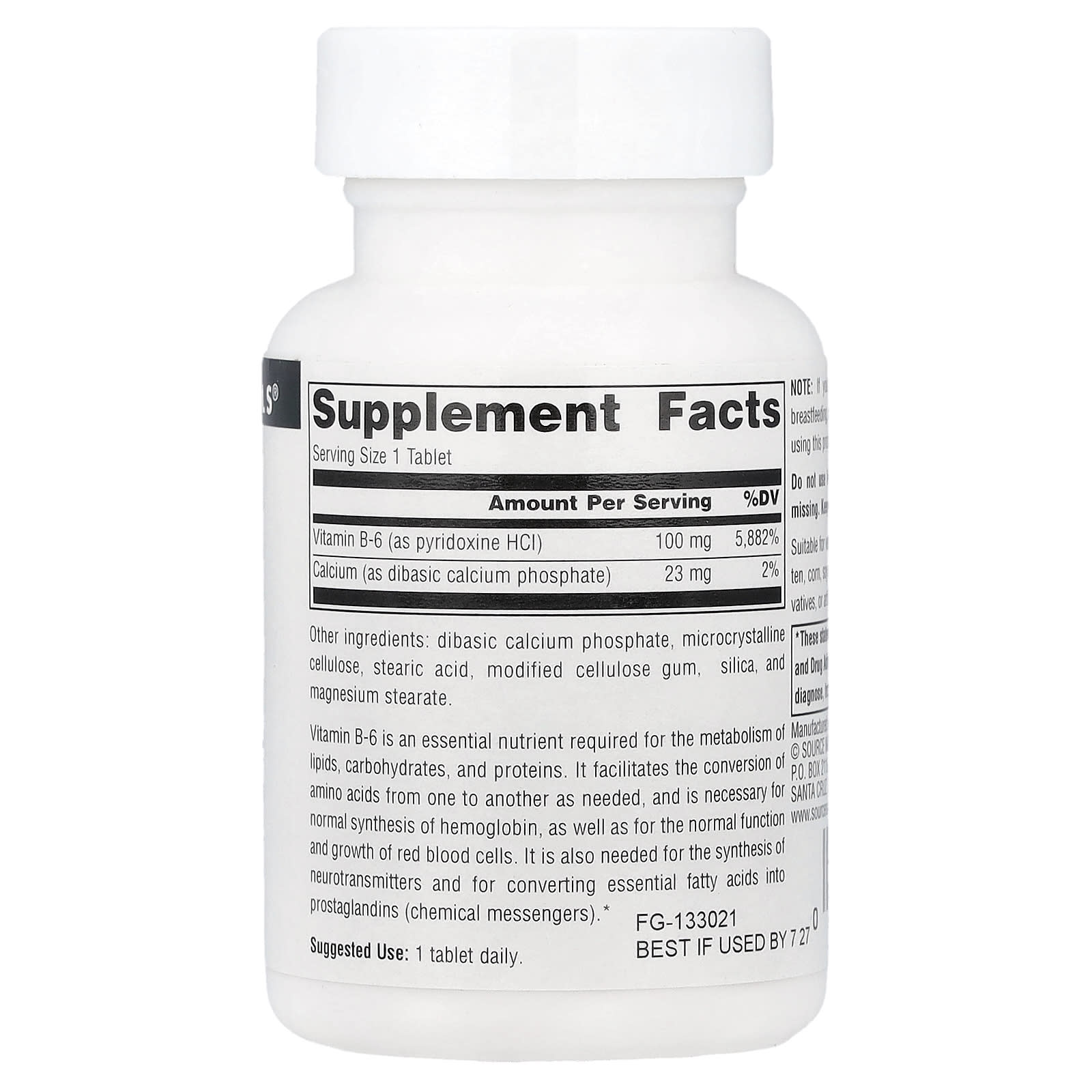 Source Naturals, B-6, 100 Tablets