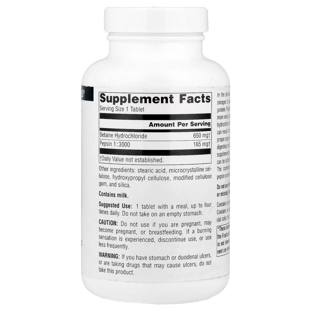 Source Naturals, Betaine HCl, 650 mg, 180 Tablets