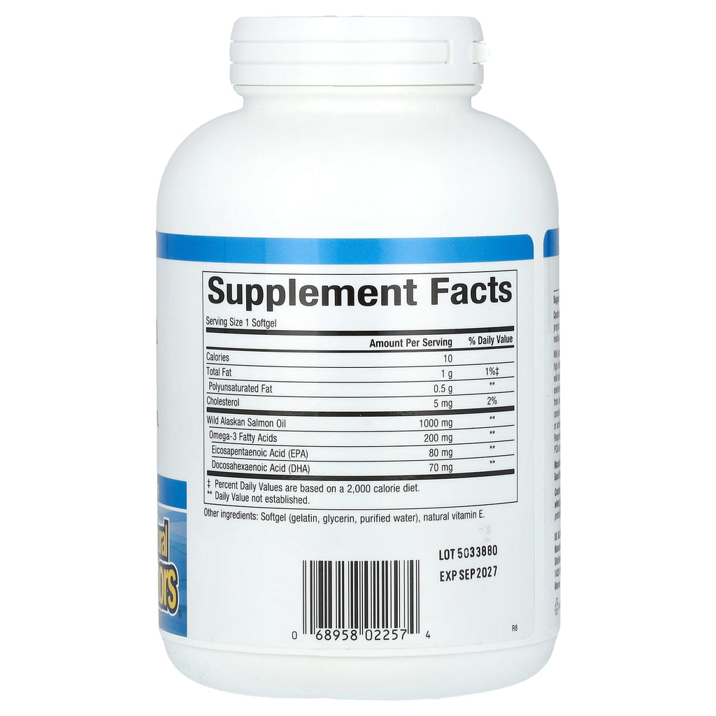 Natural Factors, Omega Factors, Wild Alaskan Salmon Oil, 1,000 mg, 180 Softgels