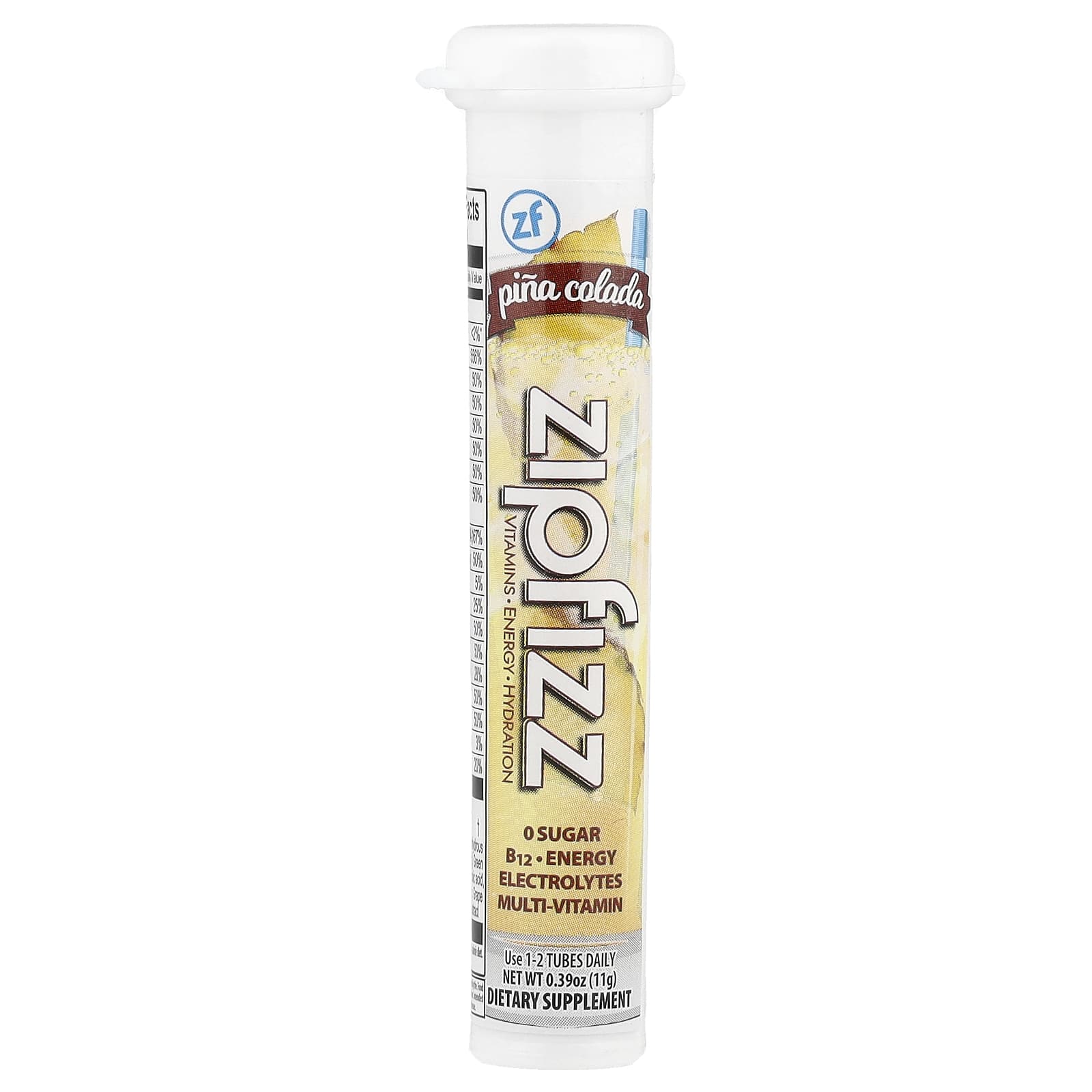 Zipfizz, Pina Colada, 20 Tubes, 0.39 oz (11 g) Each
