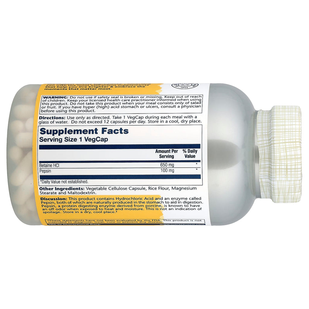 Solaray, Betaine HCl with Pepsin, High Potency, 250 VegCaps