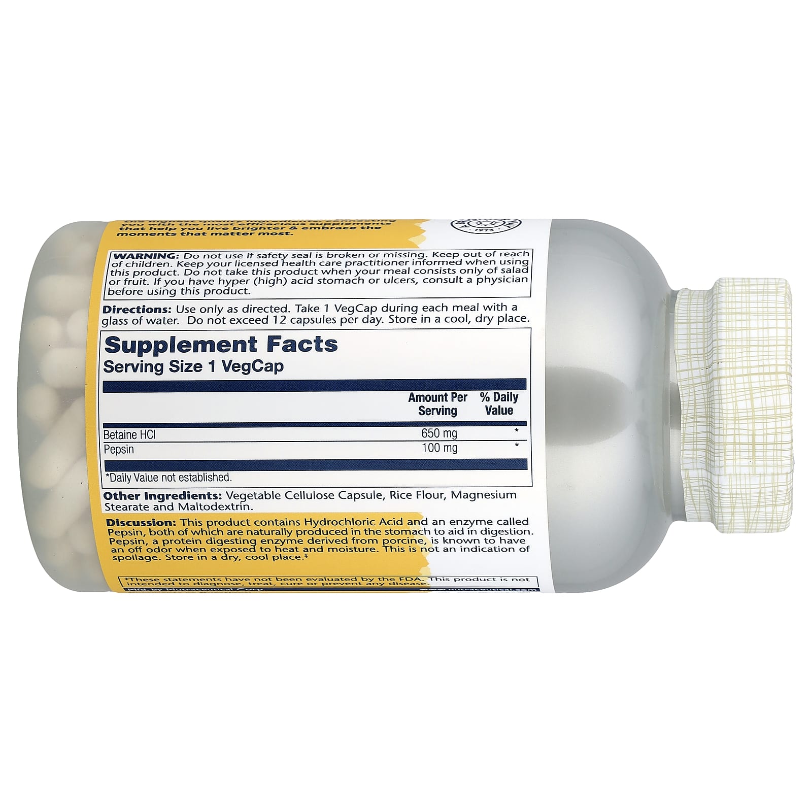 Solaray, Betaine HCl with Pepsin, High Potency, 250 VegCaps