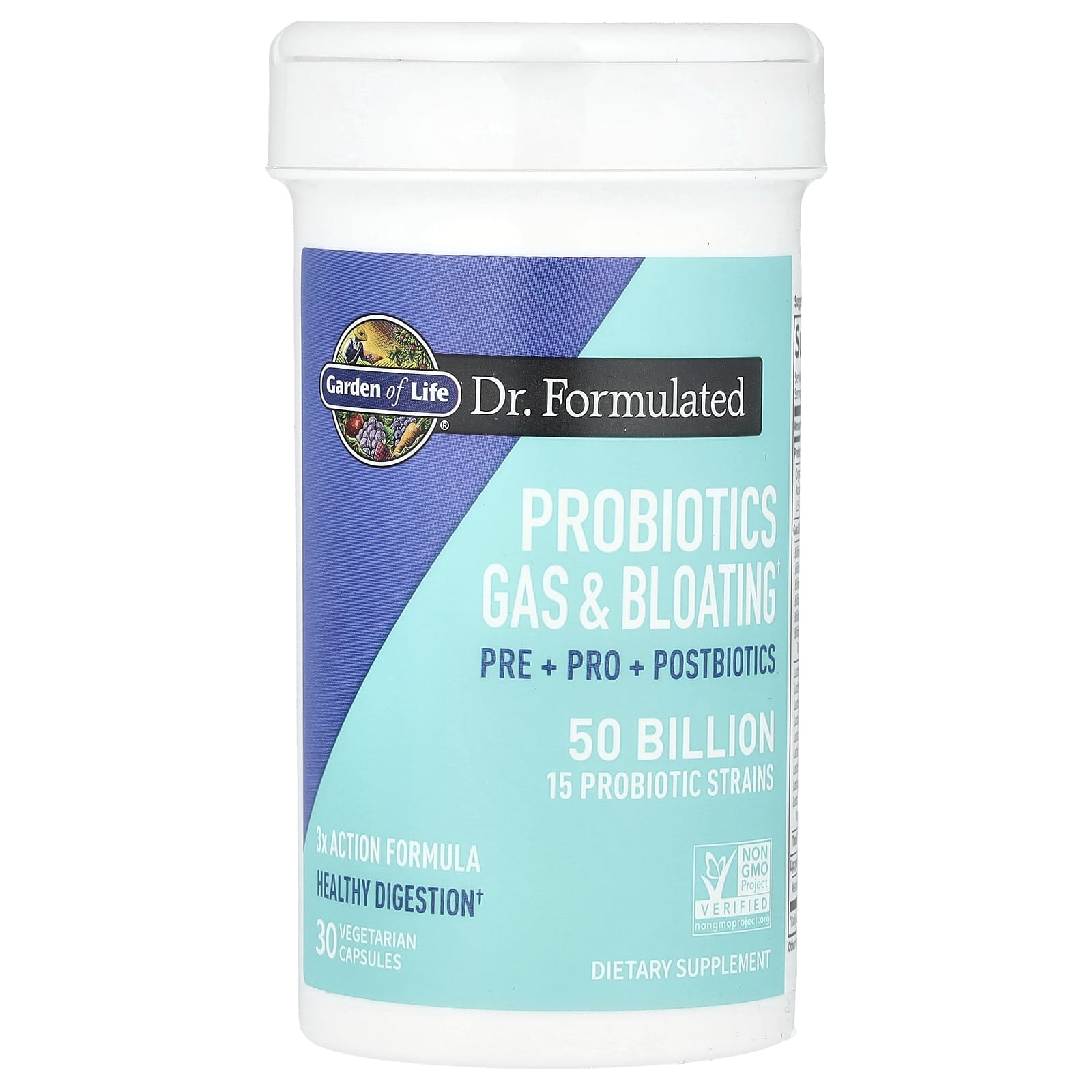 Garden of Life, Probiotics Gas & Bloating, 50 Billion, 30 Vegetarian Capsules