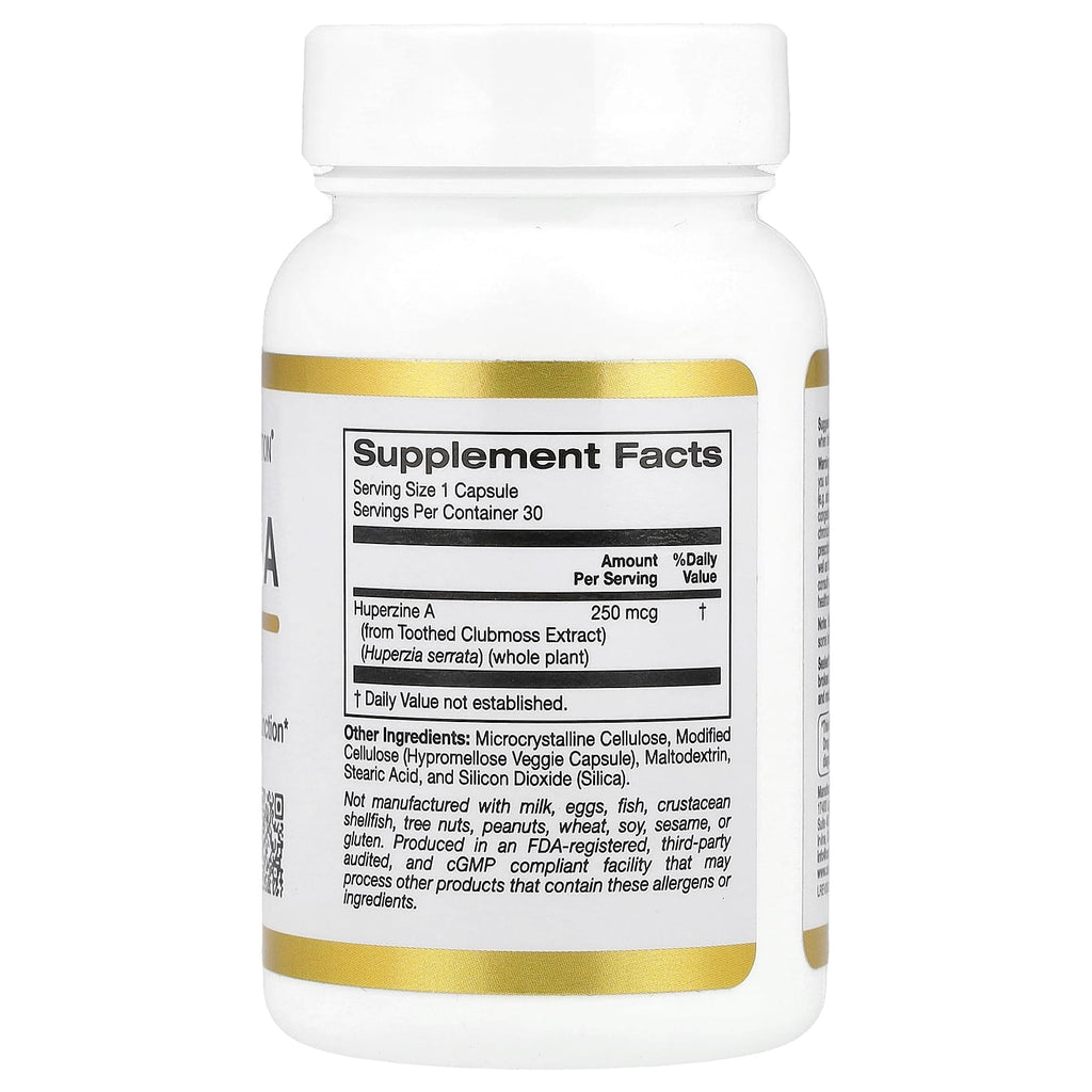 California Gold Nutrition, Huperzine A, 250 mcg, 30 Veggie Capsules