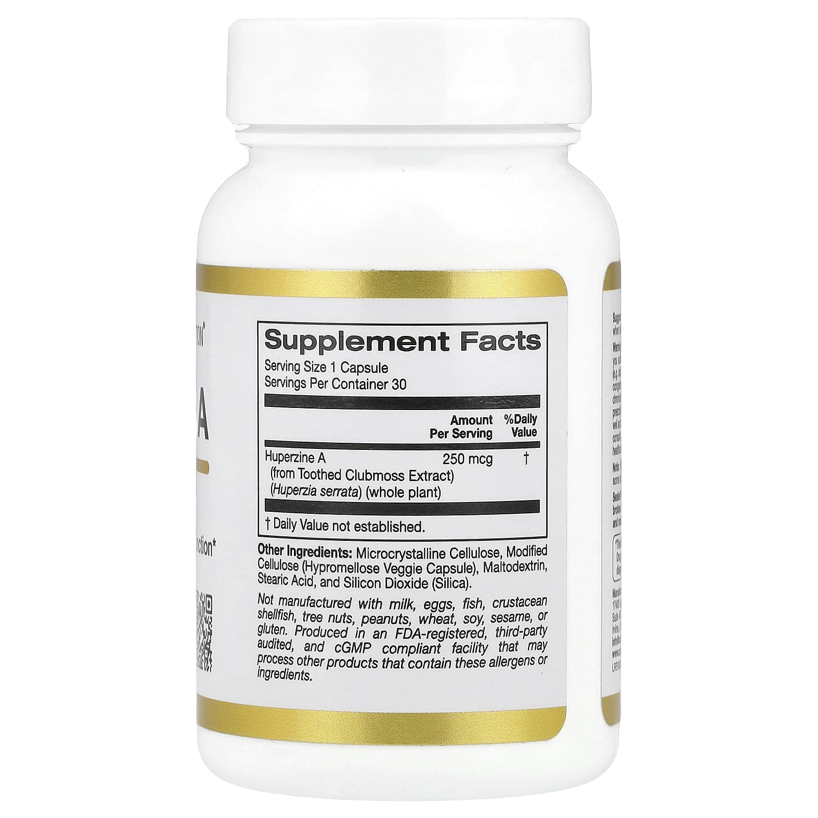 California Gold Nutrition, Huperzine A, 250 mcg, 30 Veggie Capsules