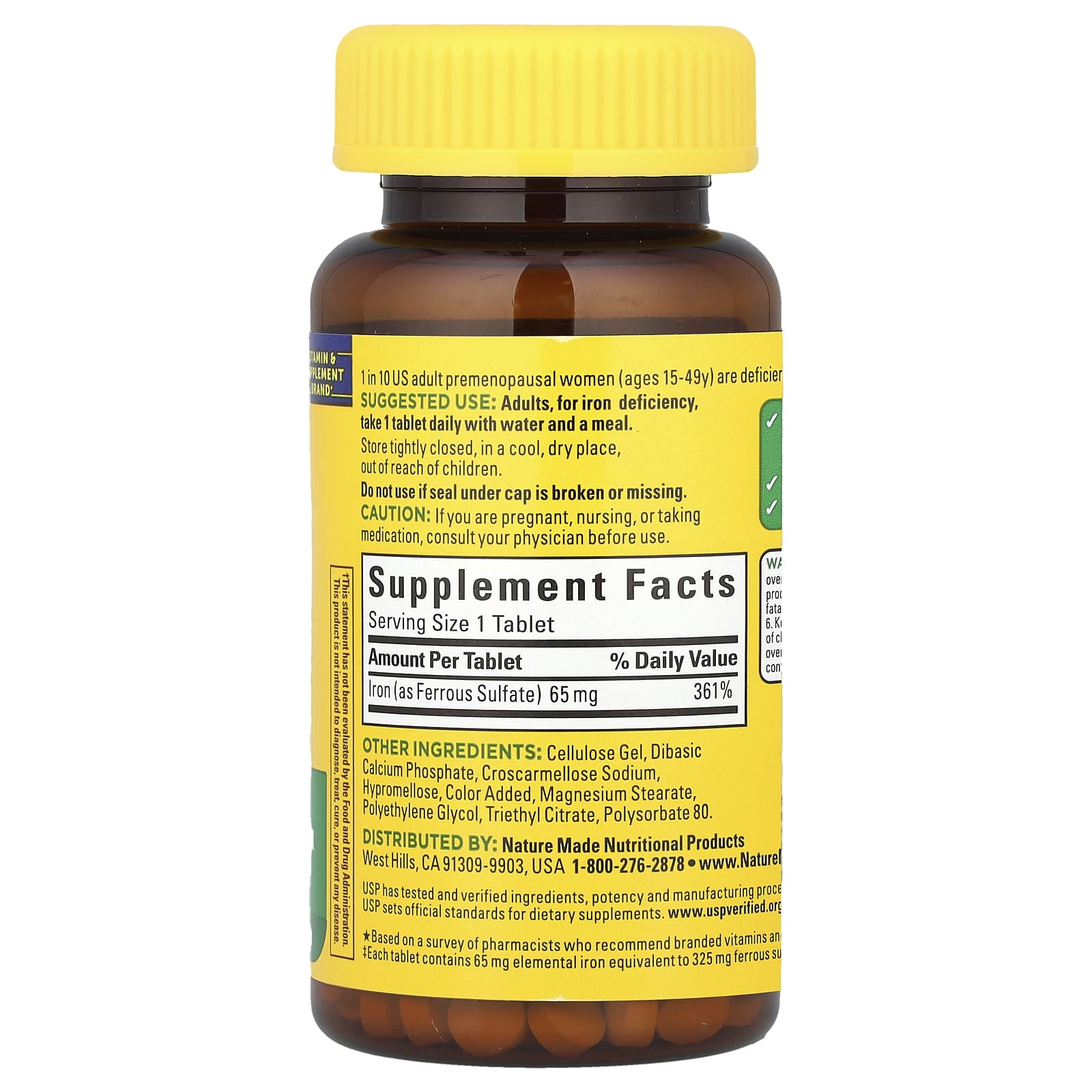 Nature Made, Iron, 65 mg, 180 Tablets