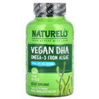 NATURELO, Vegan DHA, Omega-3 from Algae, 60 Vegan Softgels (400 mg per Softgel)