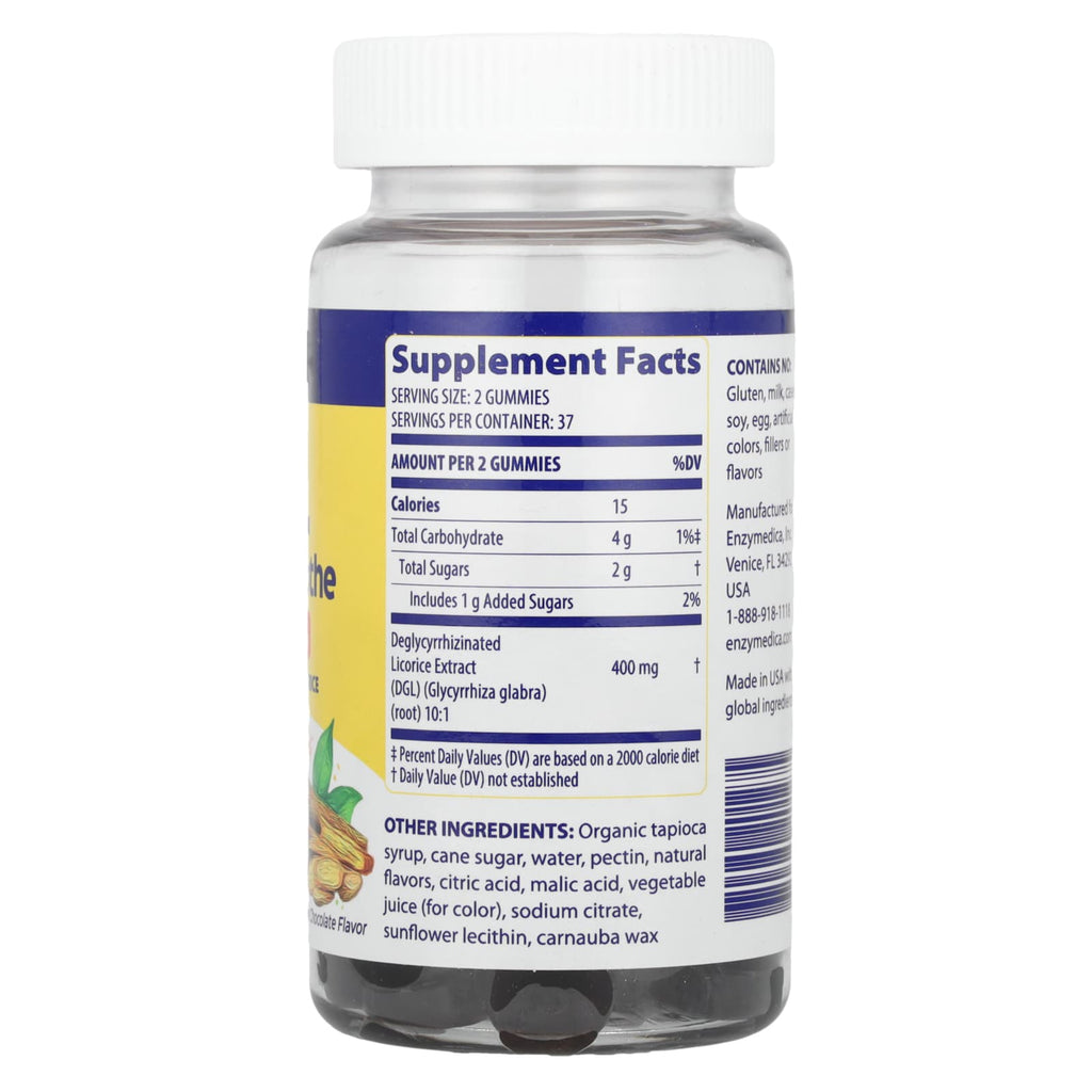 Enzymedica, DGL Stomach Soothe Gummies, German Chocolate, 74 Gummies (200 mg per Gummy)