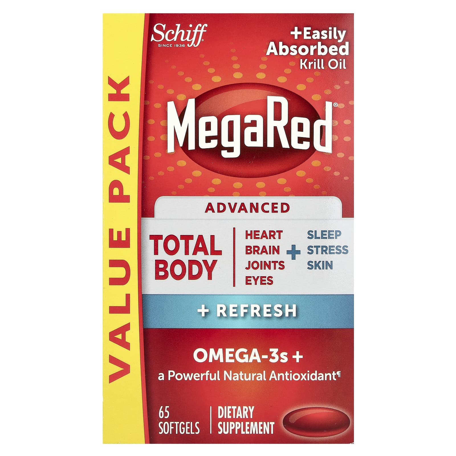 Schiff, MegaRed®, Advanced Total Body + Refresh, 65 Softgels