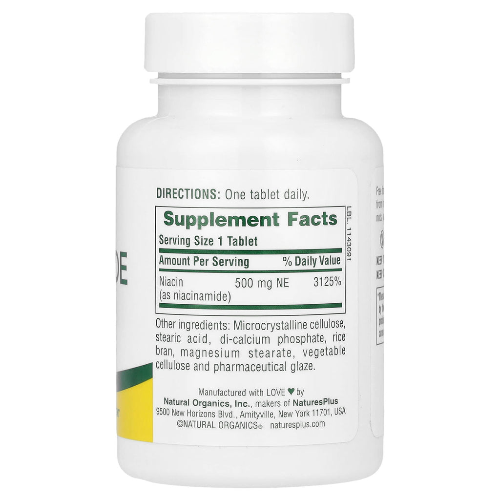 NaturesPlus, Niacinamide, 500 mg, 90 Tablets