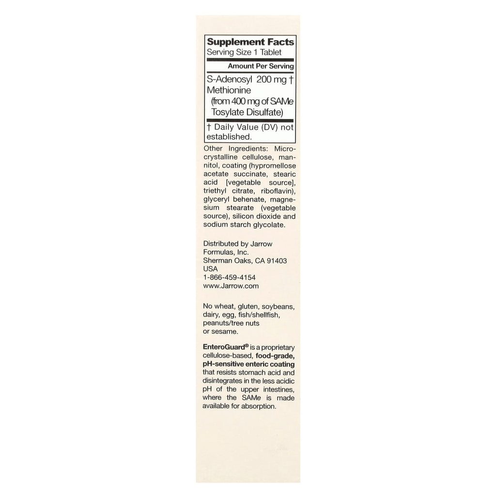 Jarrow Formulas, SAMe 200, 200 mg, 20 Tablets
