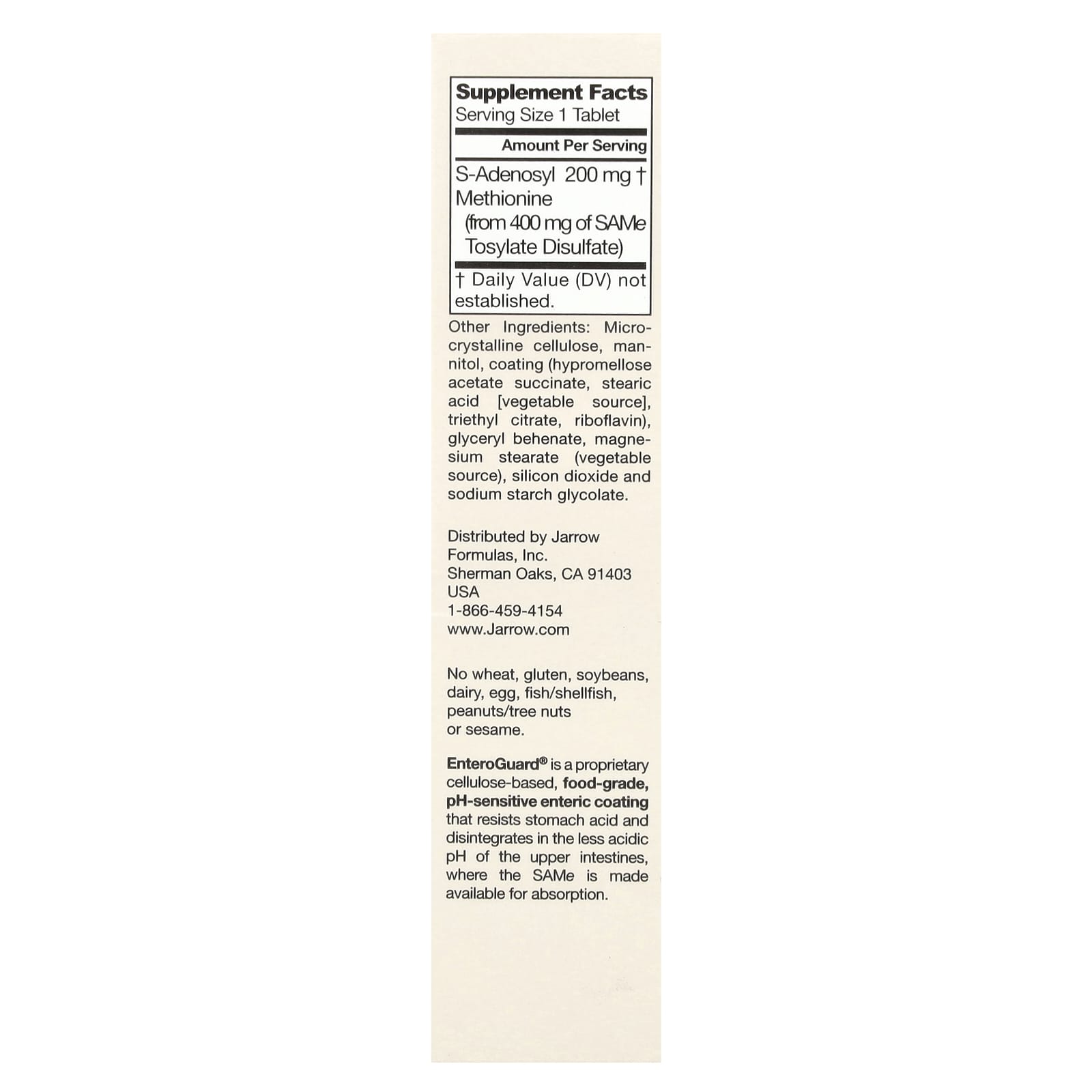 Jarrow Formulas, SAMe 200, 200 mg, 20 Tablets