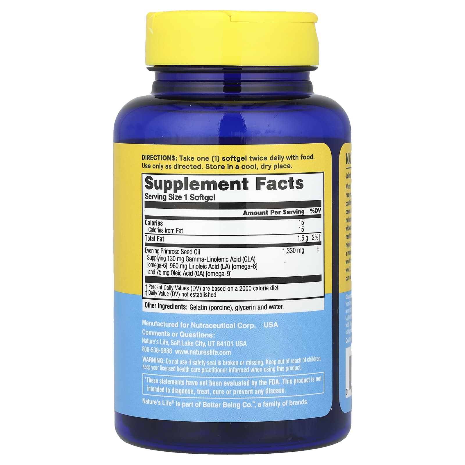 Nature's Life, Evening Primrose Oil, 1,300 mg, 60 Softgels
