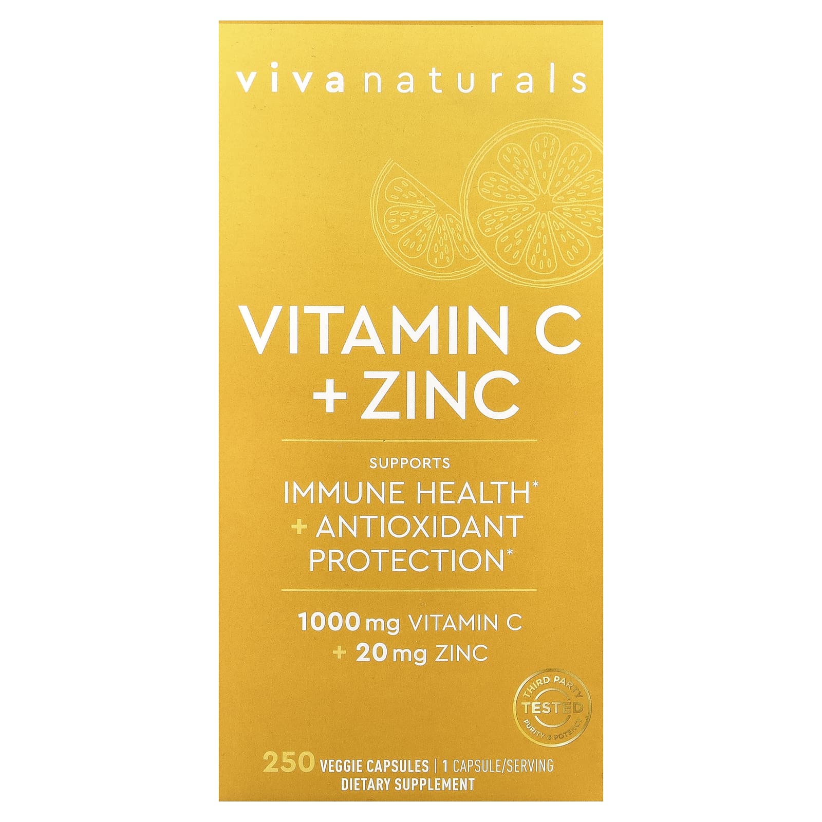 Viva Naturals, Vitamin C + Zinc, 250 Veggie Capsules