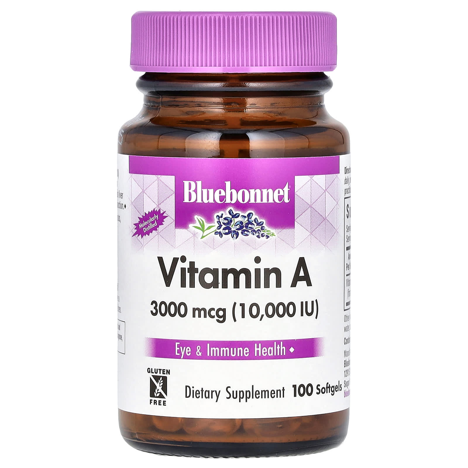 Bluebonnet Nutrition, Vitamin A, 3,000 mcg (10,000 IU), 100 Softgels