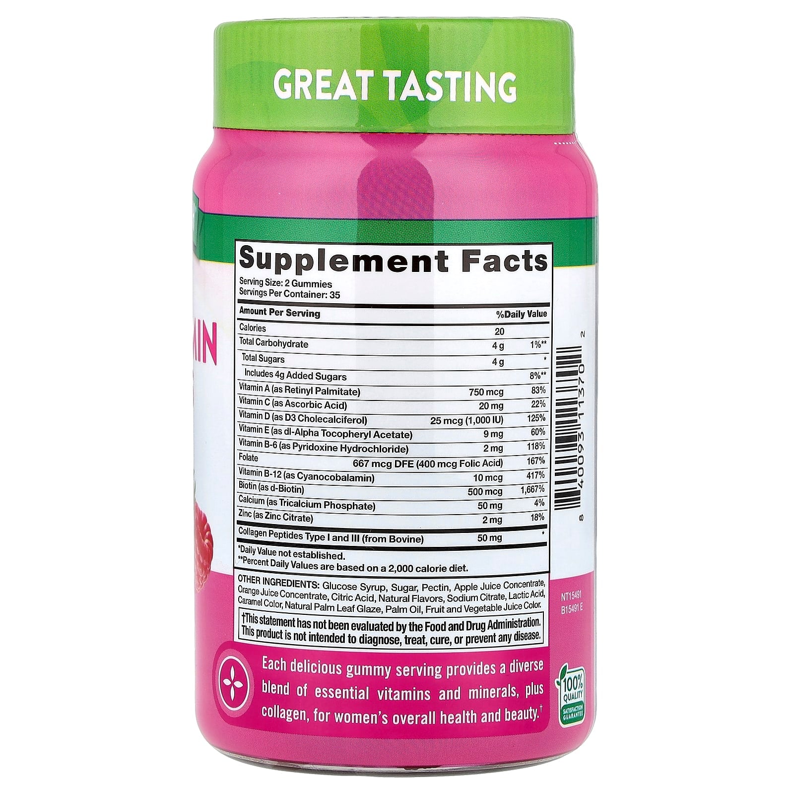 Nature's Truth, Women's Multivitamin Gummies + Collagen, Delicious Mixed Berry, 70 Gummies