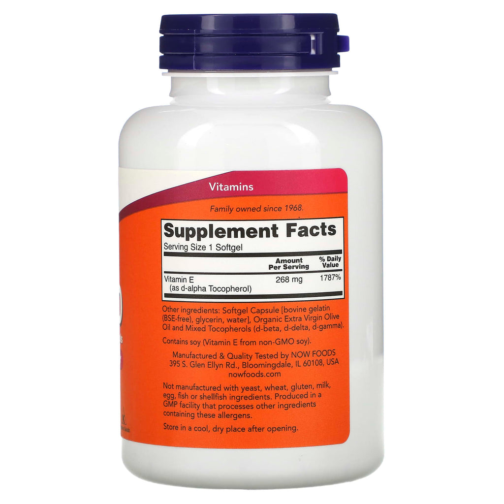 NOW Foods, E-400 with Mixed Tocopherols, 268 mg (400 IU), 250 Softgels