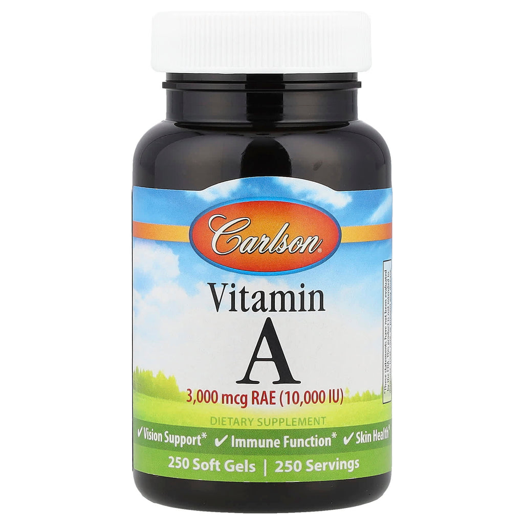 Carlson, Vitamin A, 3,000 mcg RAE (10,000 IU), 250 Soft Gels