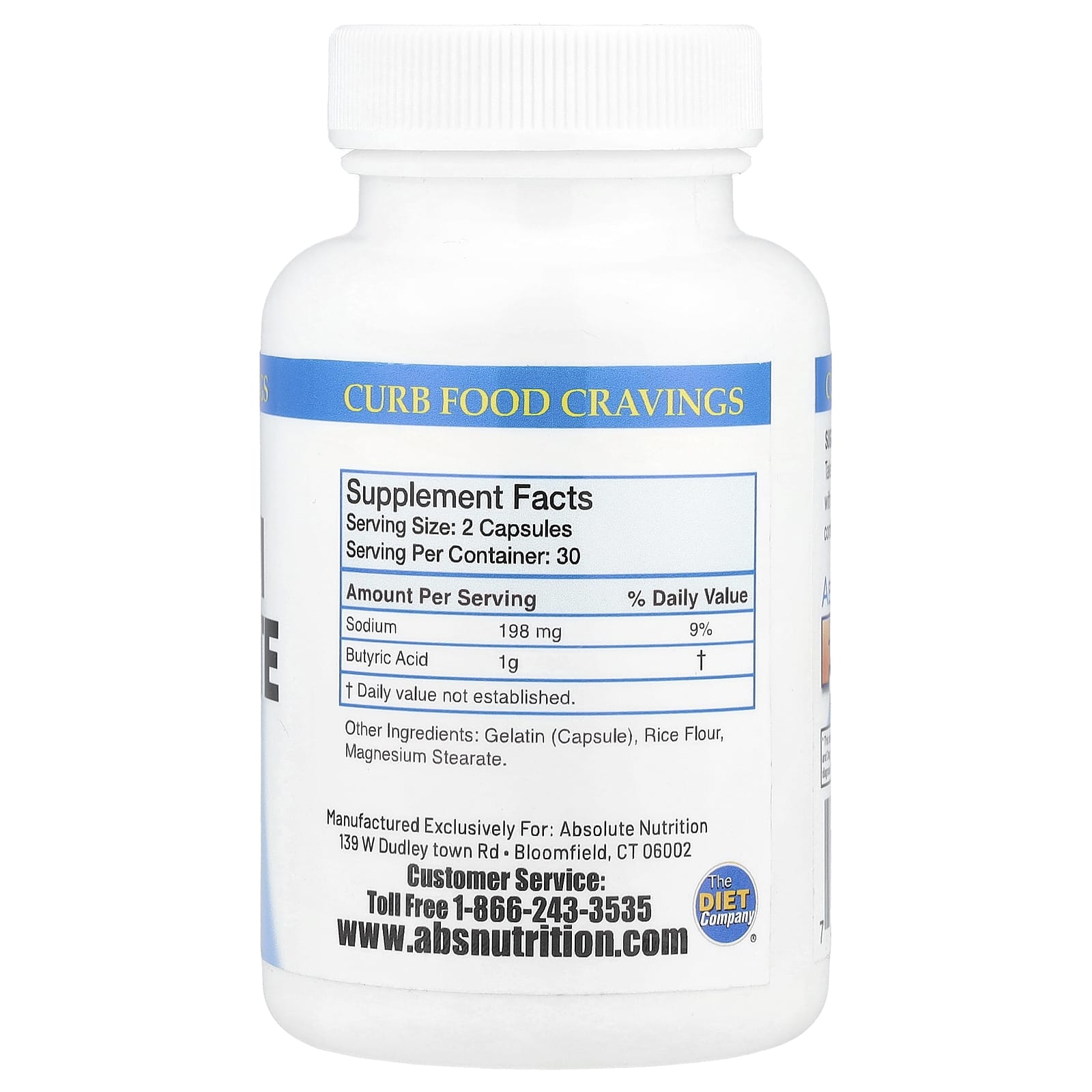 Absolute Nutrition, Sodium Butyrate, 60 Capsules