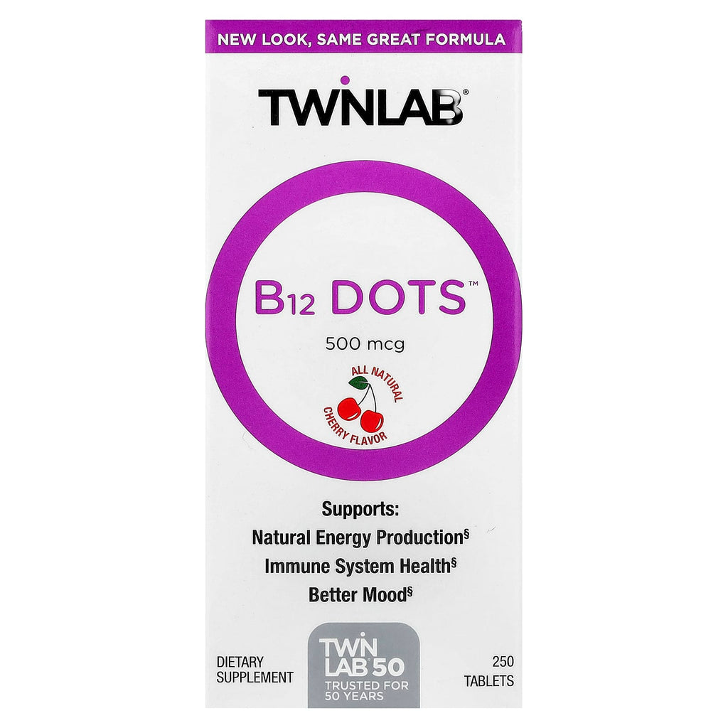 Twinlab, B12 Dots™, Cherry, 500 mcg, 250 Tablets