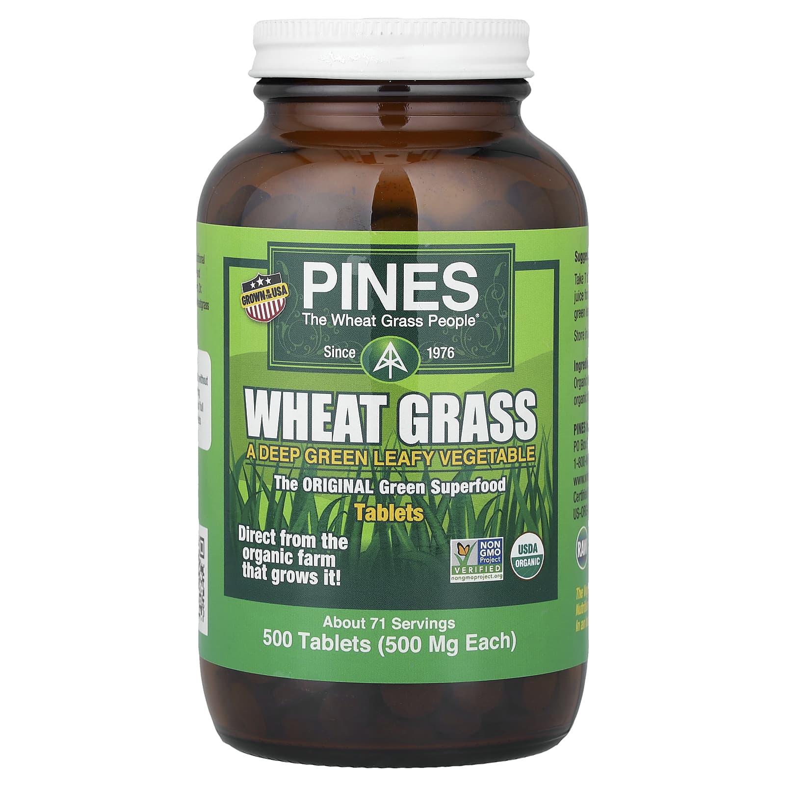 Pines International, Wheat Grass, 500 Tablets