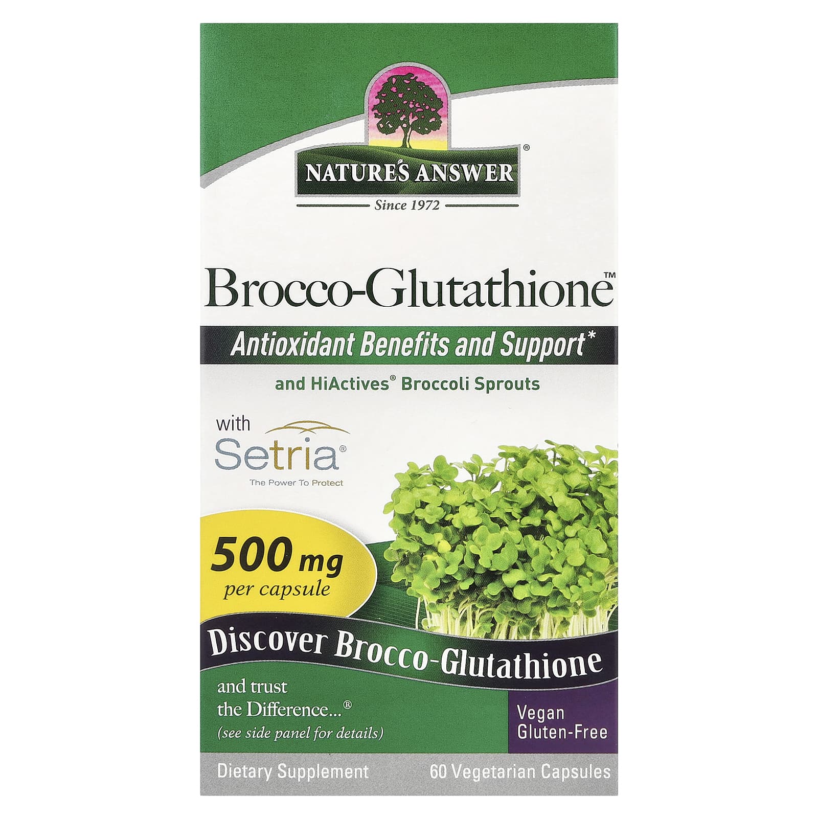 Nature's Answer, Brocco-Glutathione, 500 mg, 60 Vegetarian Capsules