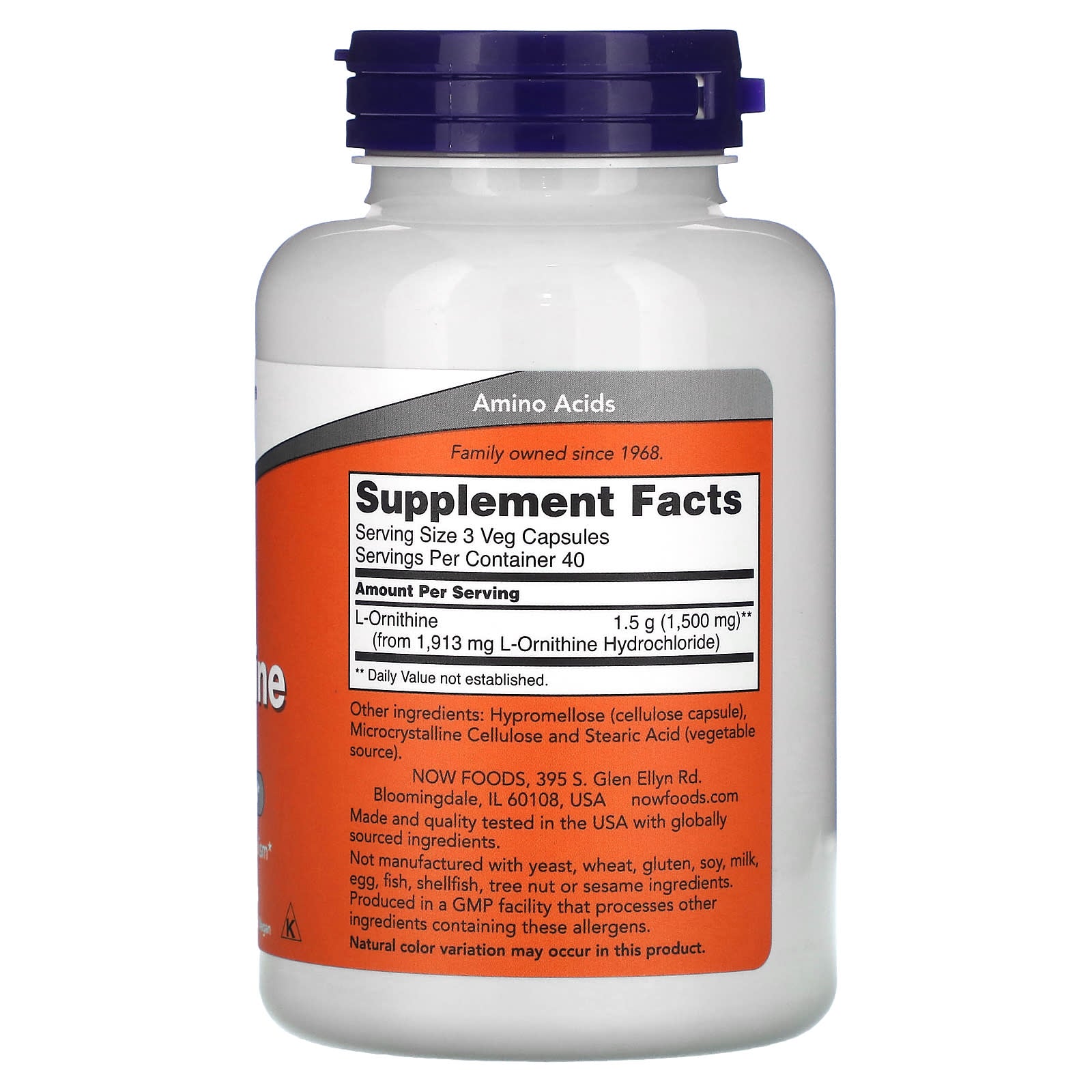NOW Foods, L-Ornithine, 500 mg, 120 Veg Capsules