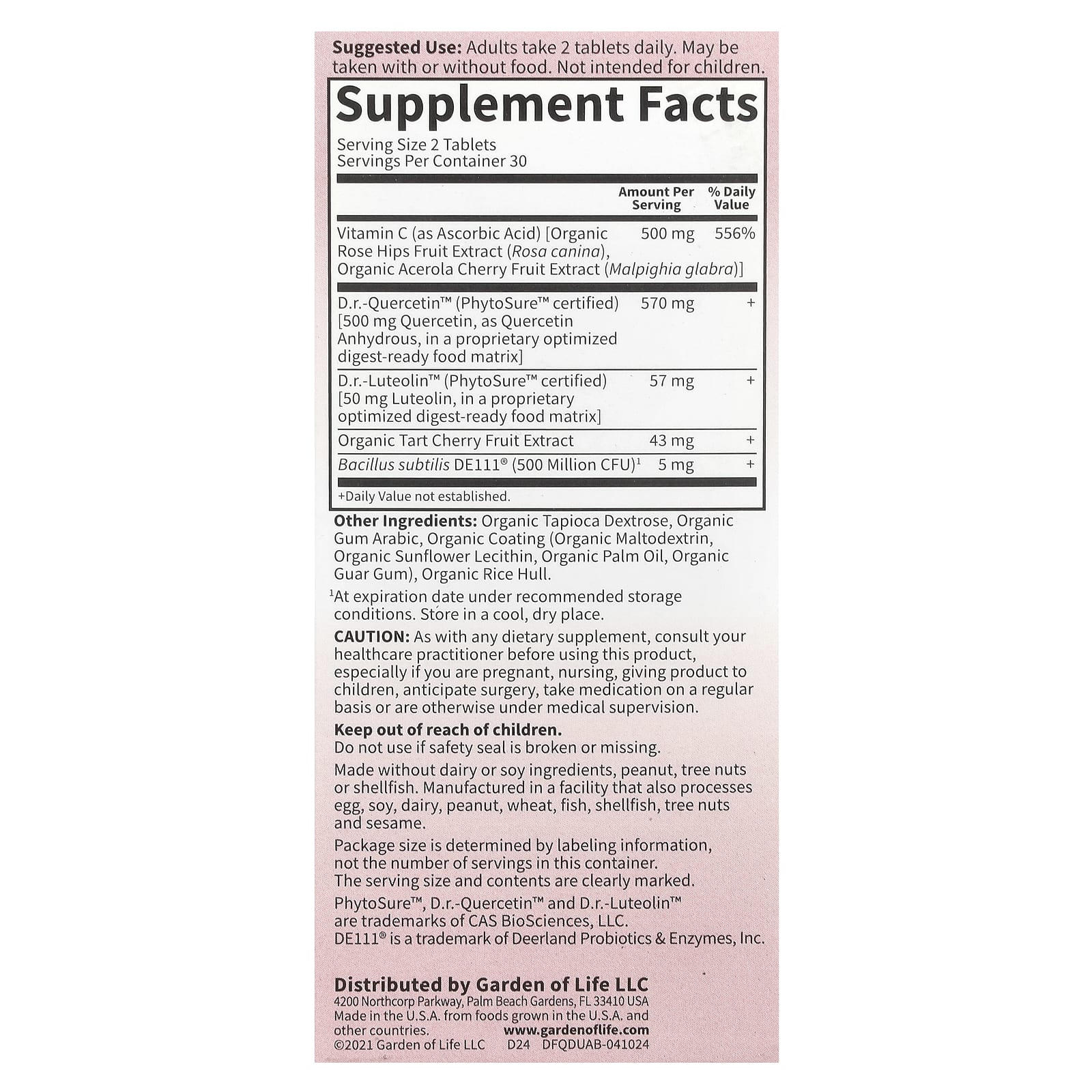 Garden of Life, Dr. Formulated, Quercetin Drop Uric Acid, 500 mg, 60 Vegan Tablets