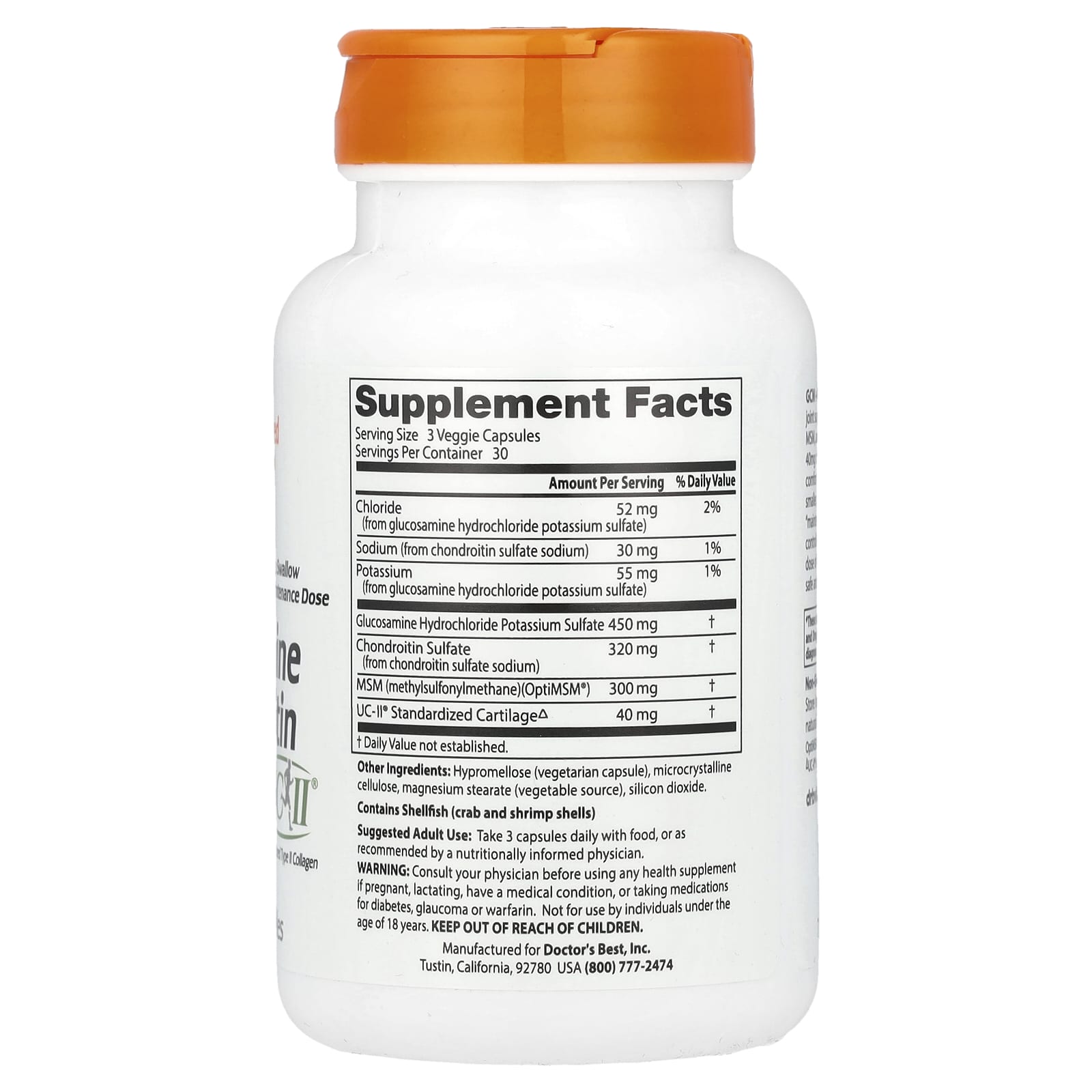 Doctor's Best, Glucosamine Chondroitin, MSM + UCII®, 90 Veggie Capsule