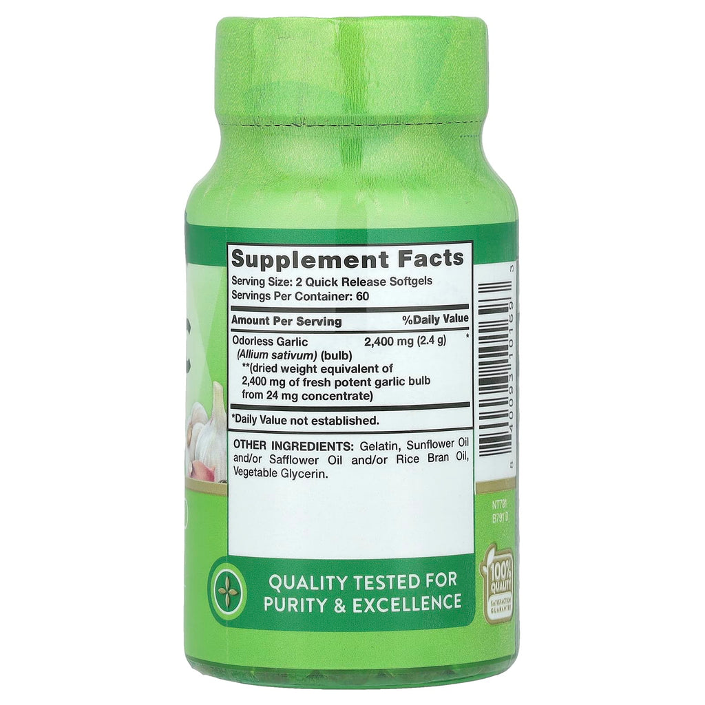 Nature's Truth, Odorless Garlic, 120 Quick Release Softgels (1,200 mg per Softgel)