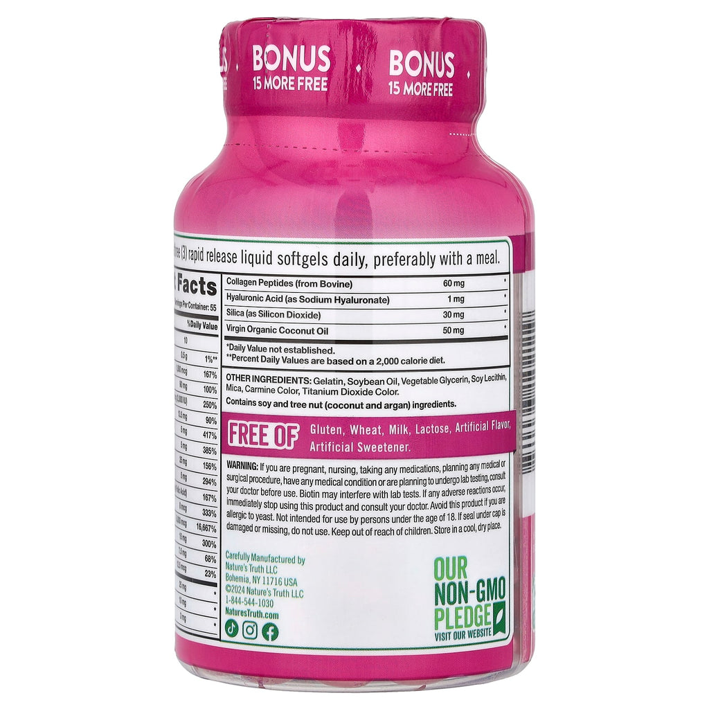 Nature's Truth, Hair, Skin & Nails with Biotin, Superior Strength, 165 Rapid Release Liquid Softgels