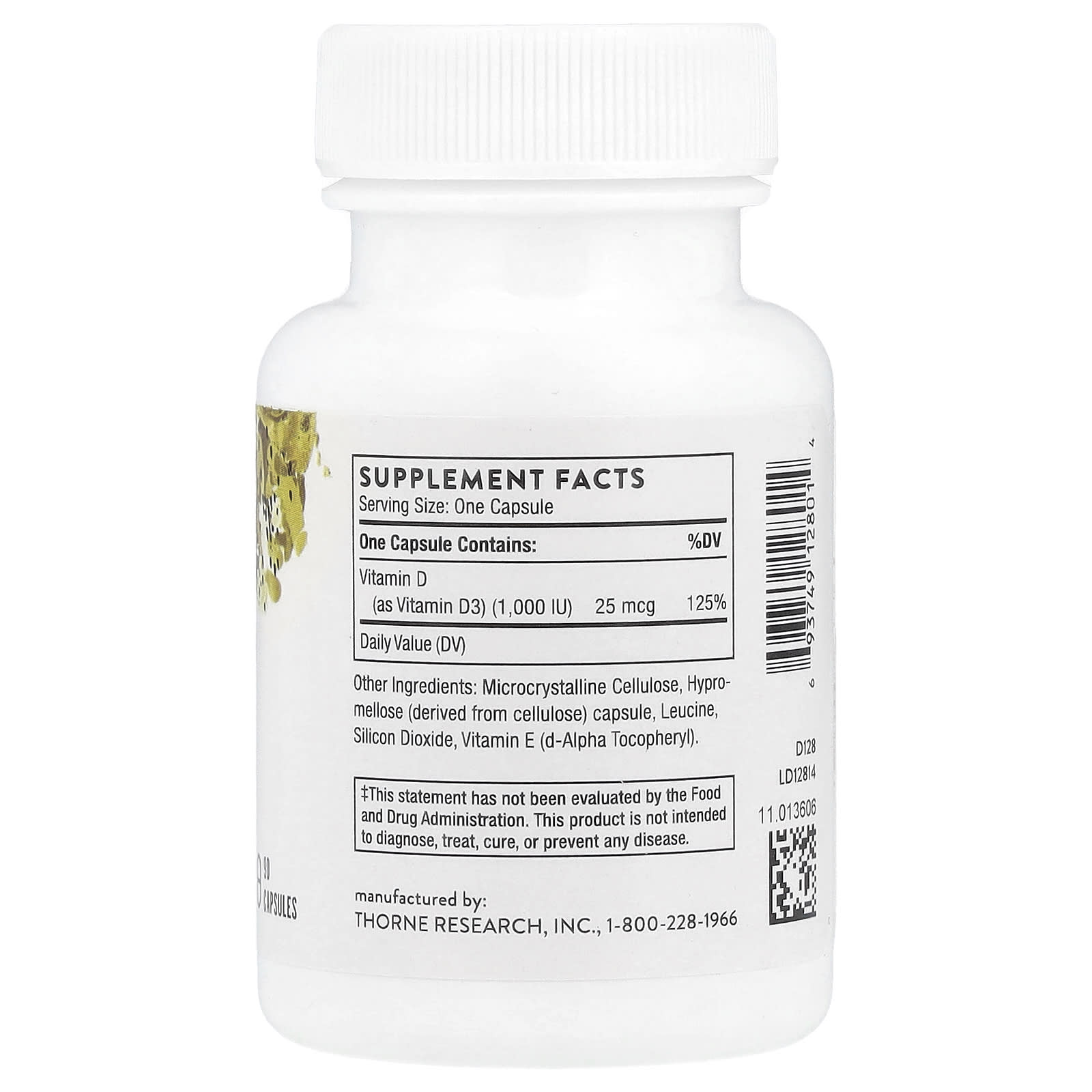 Thorne, D-1,000, 90 Capsules (25 mcg per Capsule)