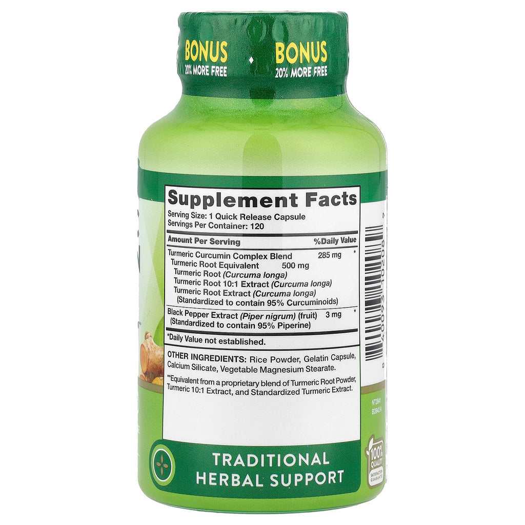 Nature's Truth, Turmeric Curcumin Complex Plus Black Pepper Extract, 120 Quick Release Capsules