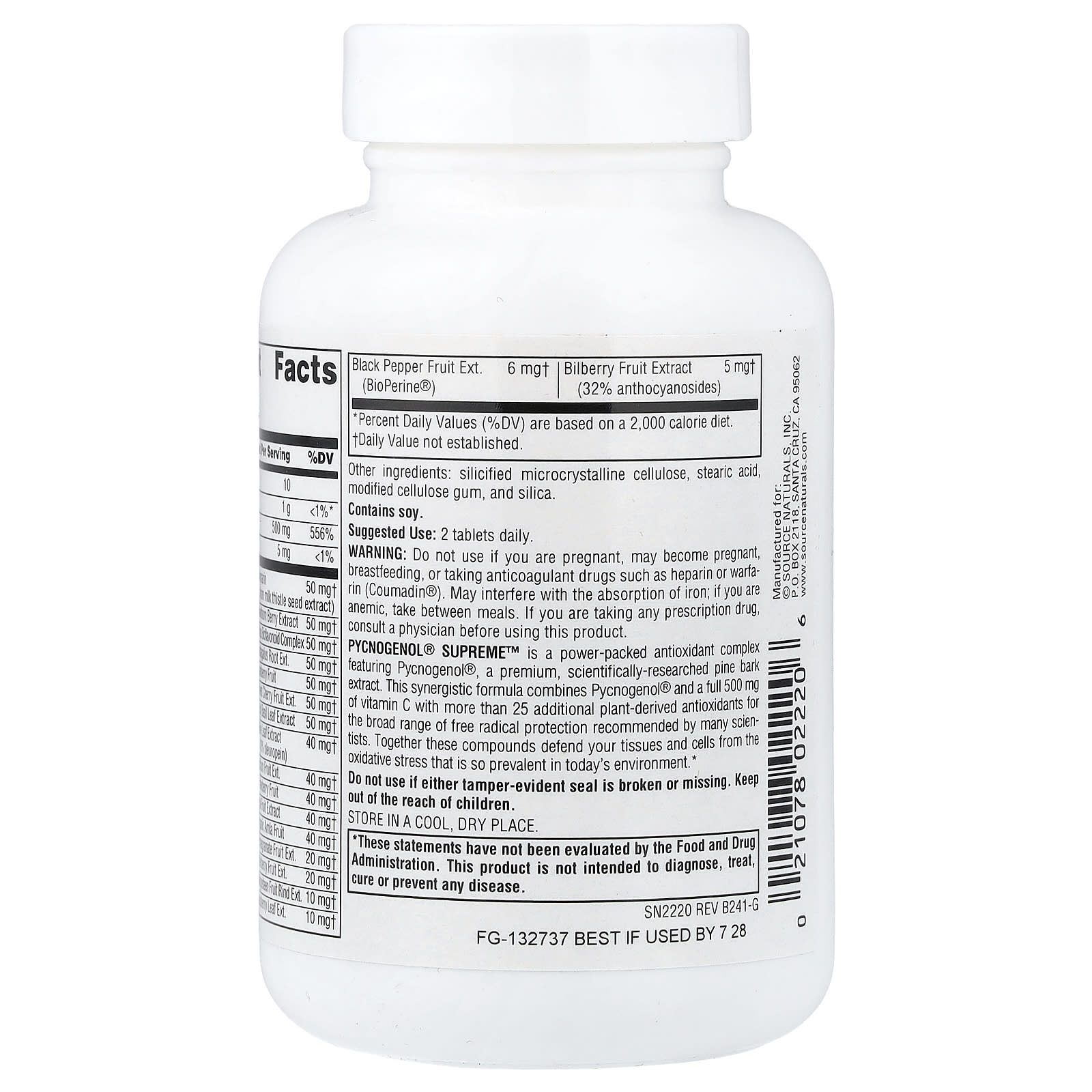 Source Naturals, Pycnogenol® Supreme™, 60 Tablets