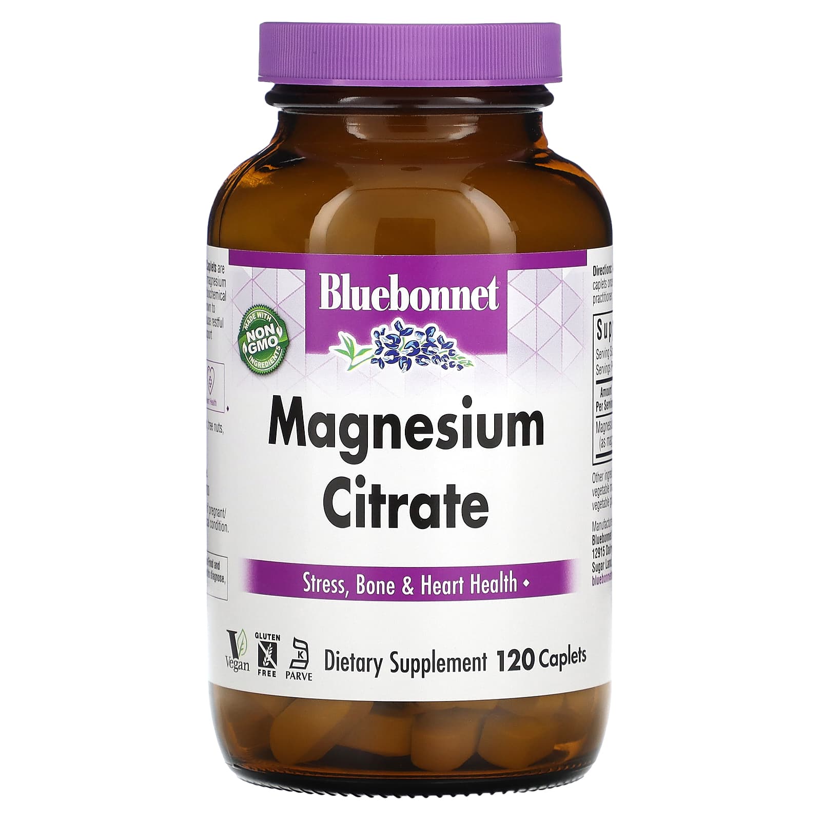 Bluebonnet Nutrition, Magnesium Citrate, 120 Caplets (200 mg per Caplet)