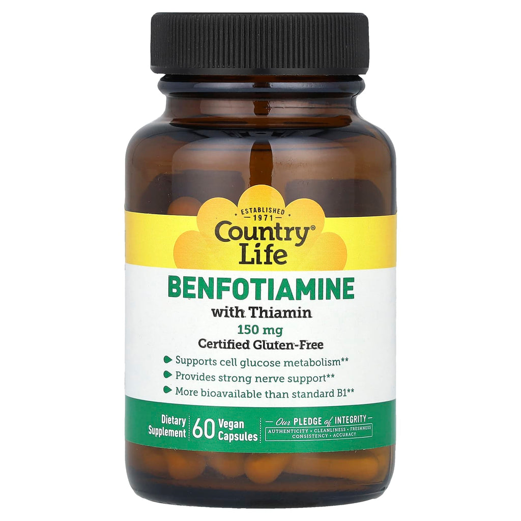 Country Life, Benfotiamine with Thiamin, 150 mg, 60 Vegan Capsules