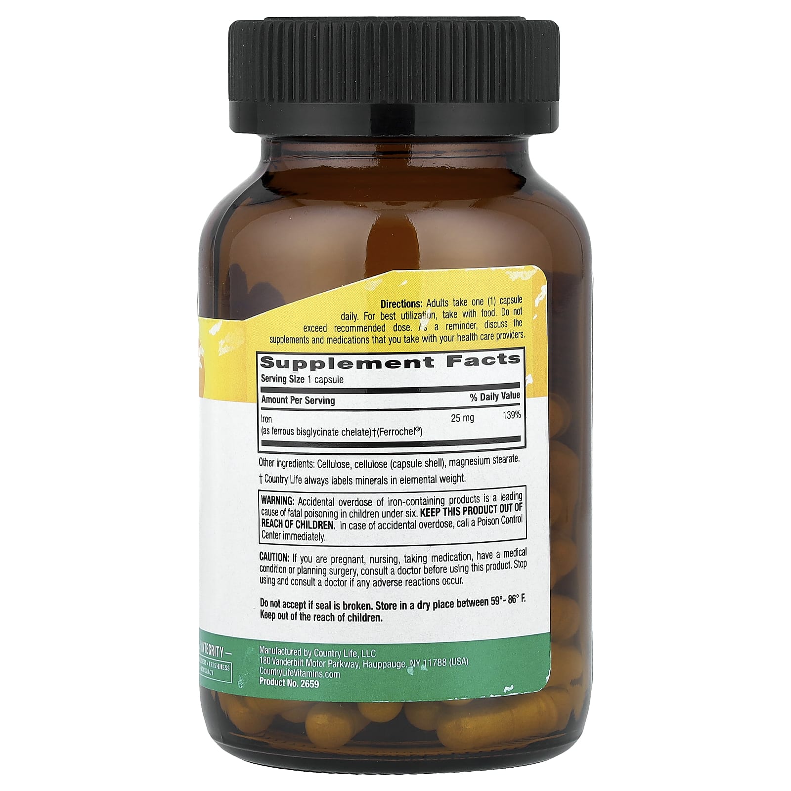 Country Life, Easy Iron, 25 mg, 90 Vegan Capsules