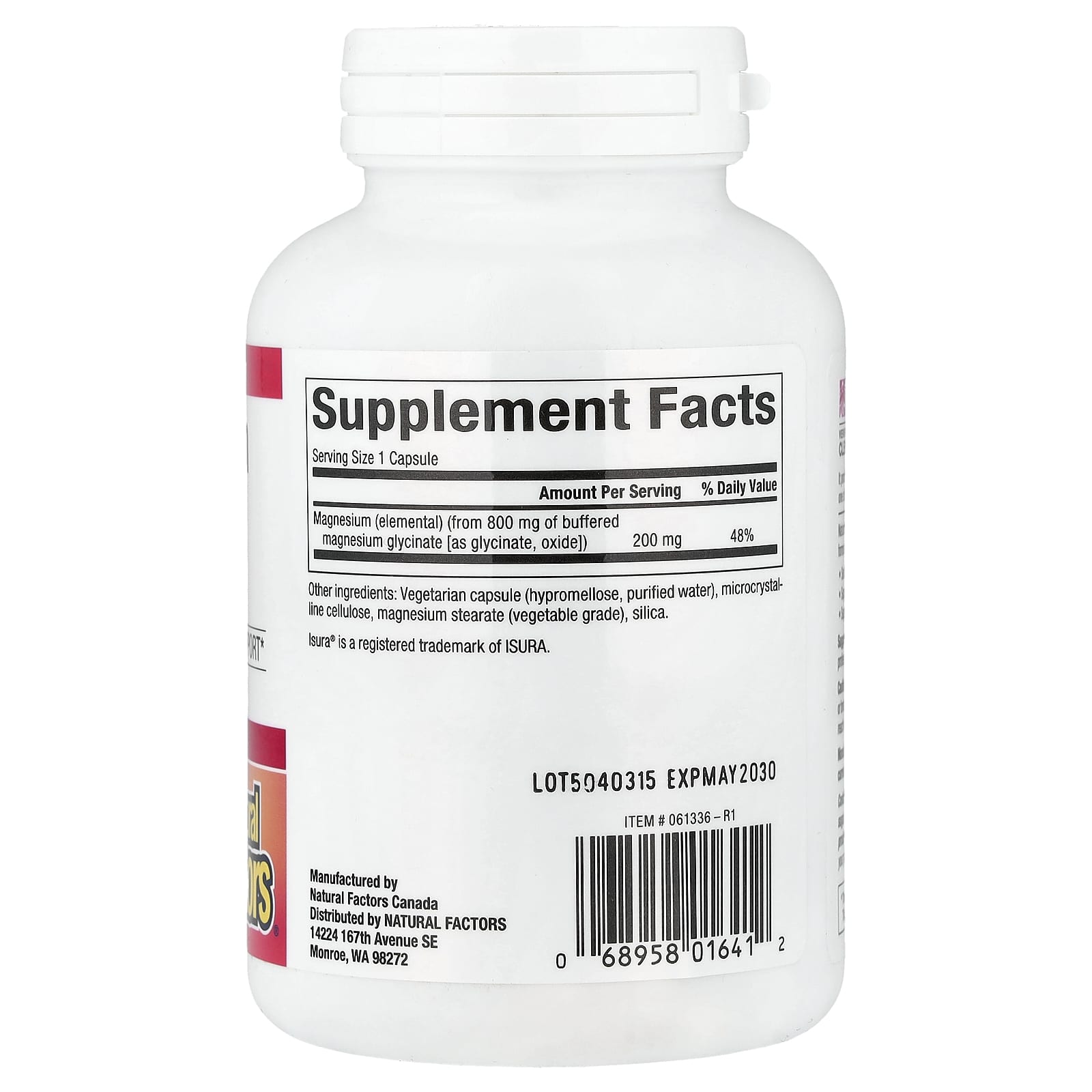 Natural Factors, Magnesium Glycinate , 200 mg, 120 Vegetarian Capsules