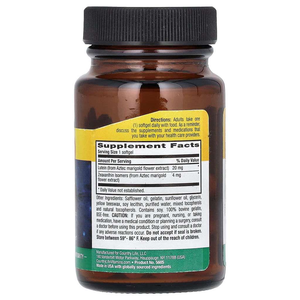 Country Life, Lutein with Zeaxanthin, 20 mg, 60 Softgels