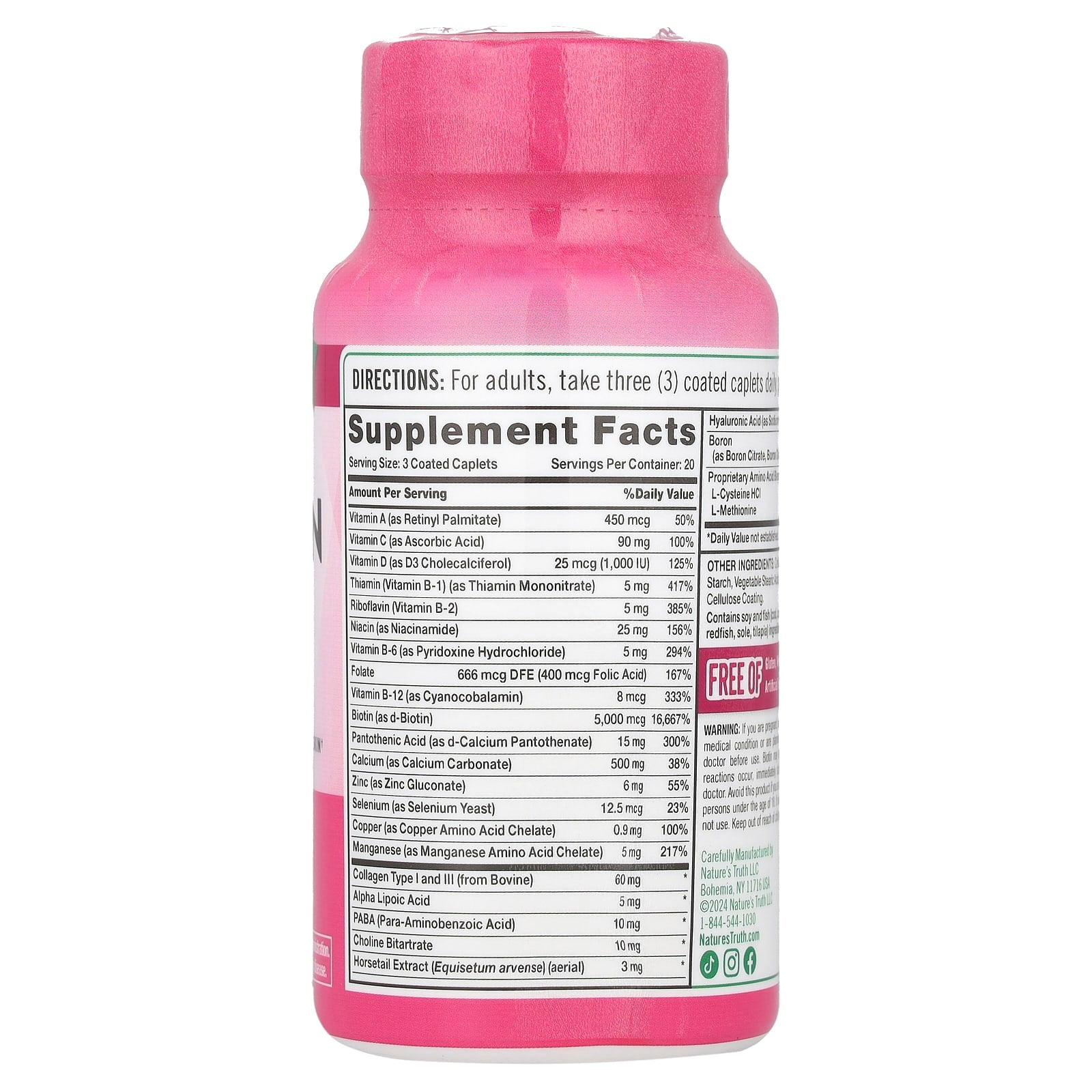Nature's Truth, Ultra Hair, Skin & Nails Plus Biotin, 60 Coated Caplets